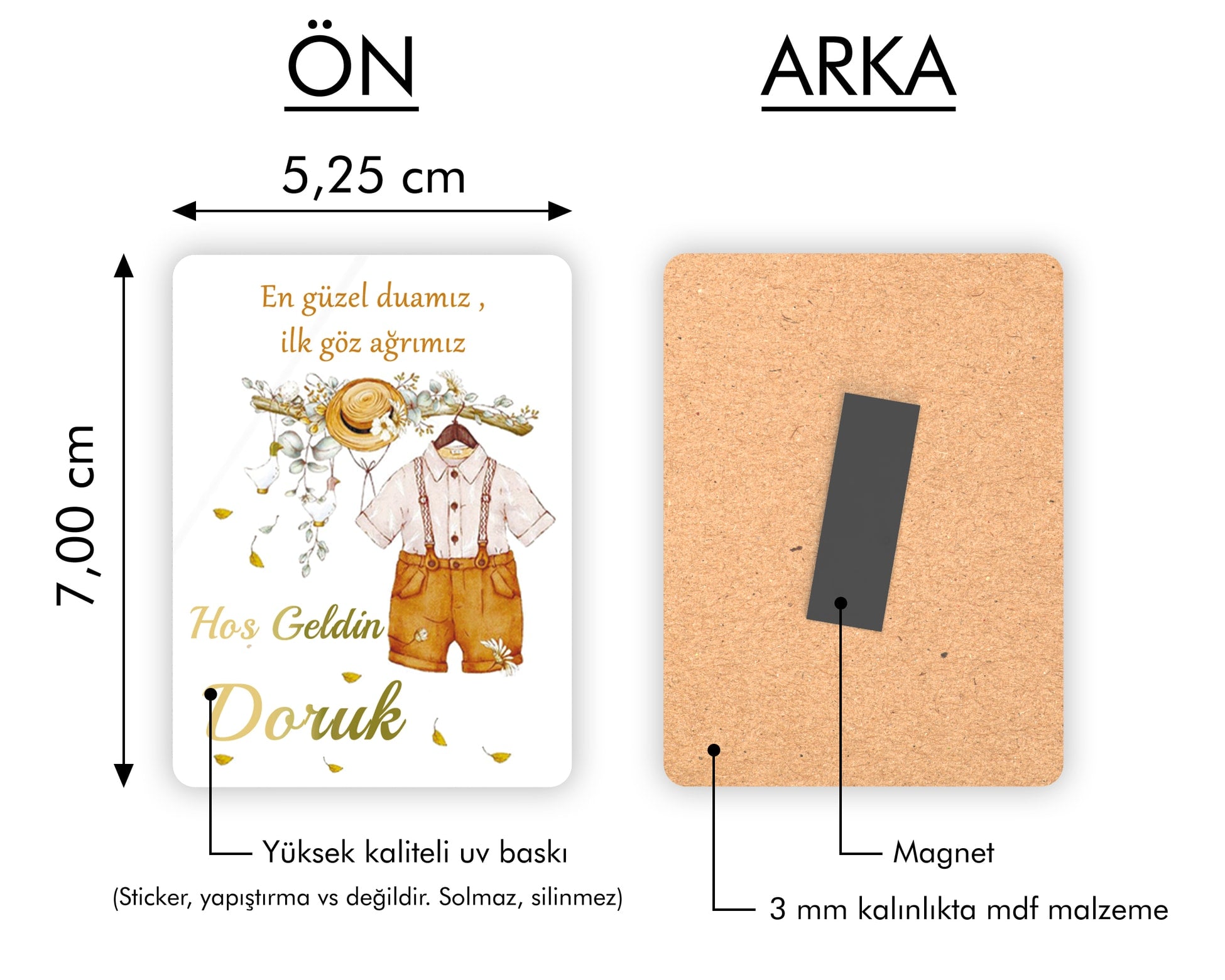 Erkek Bebek Temalı Ahşap Magnet