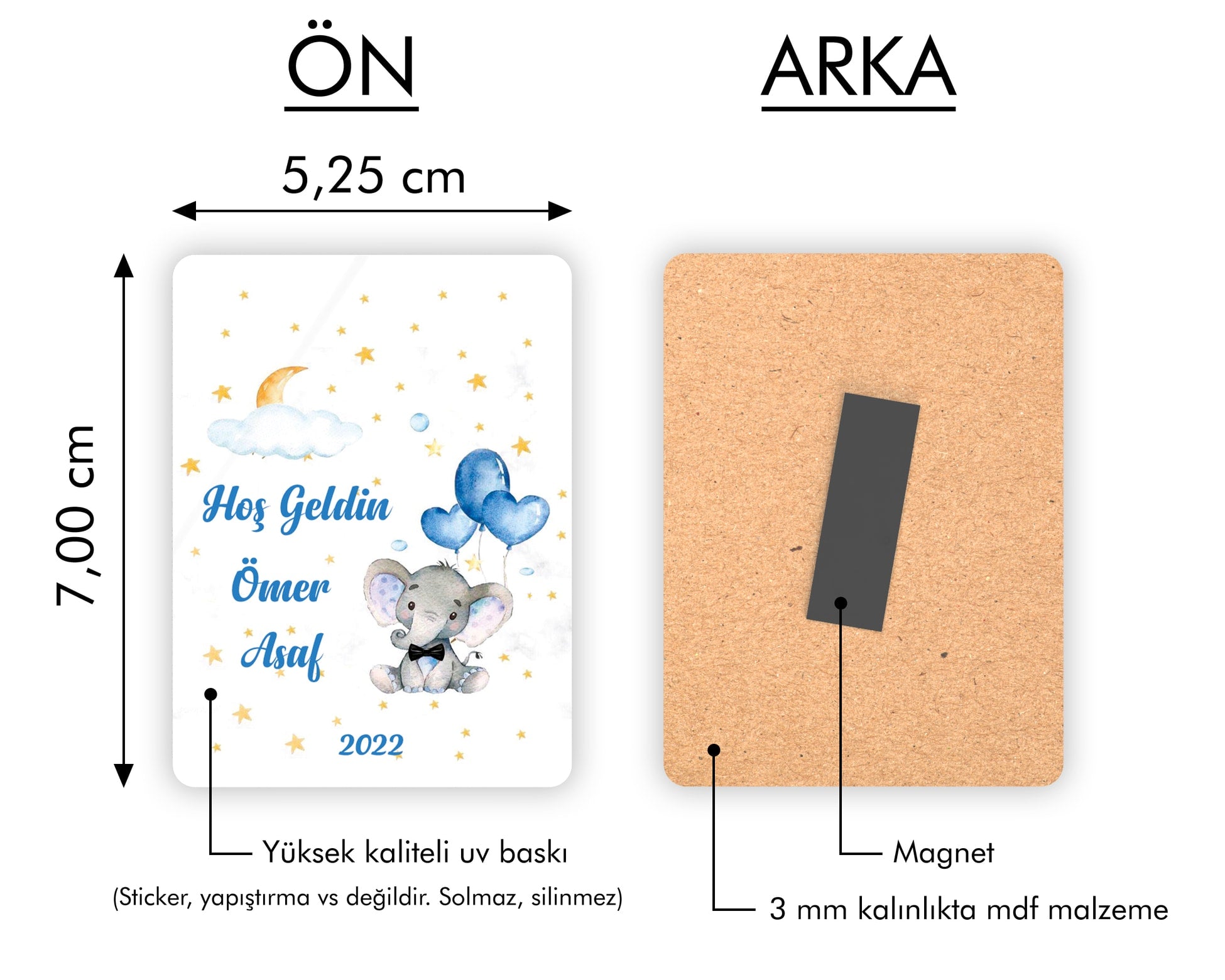 Fil Desenli Ahşap Magnet