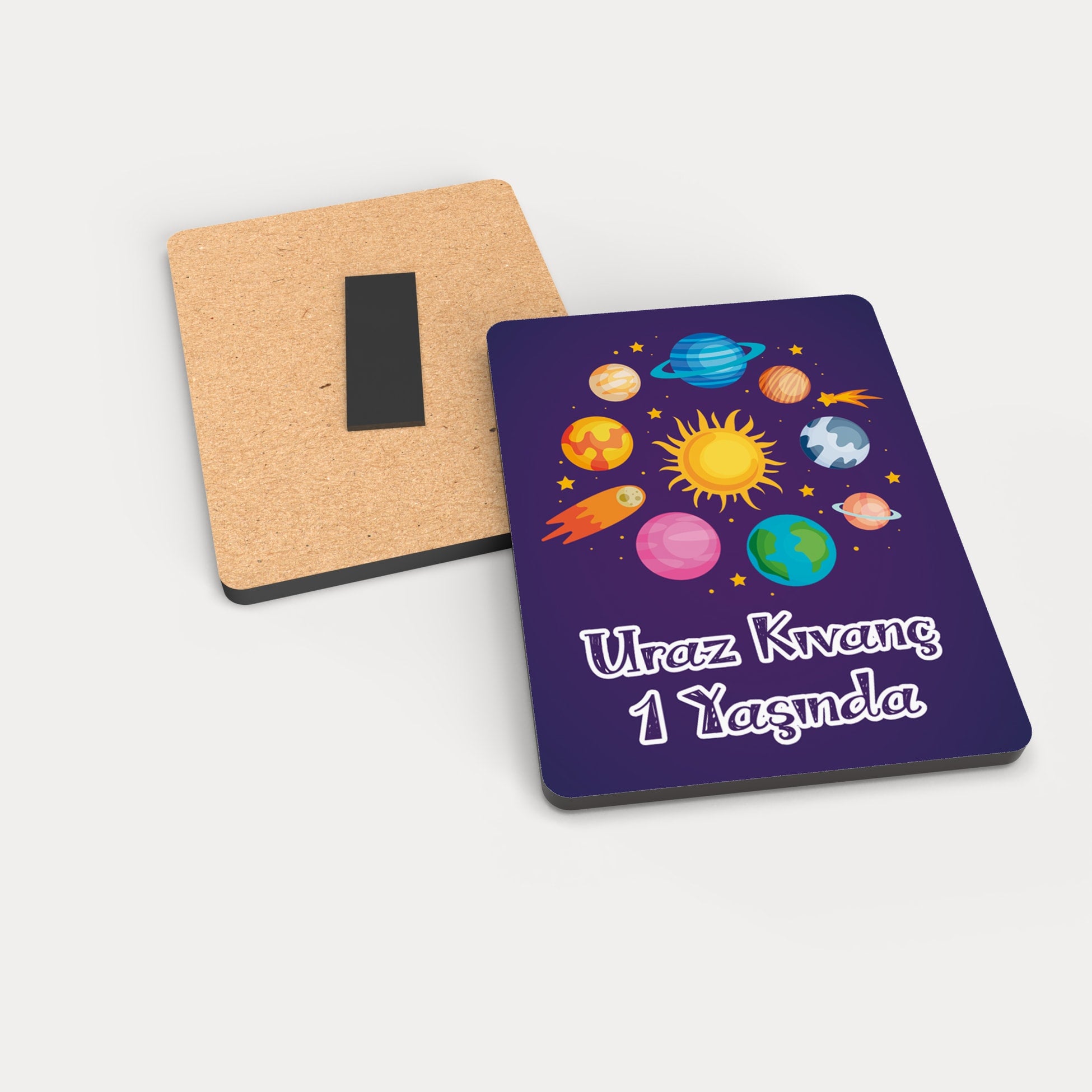 Uzay Temalı Ahşap Magnet