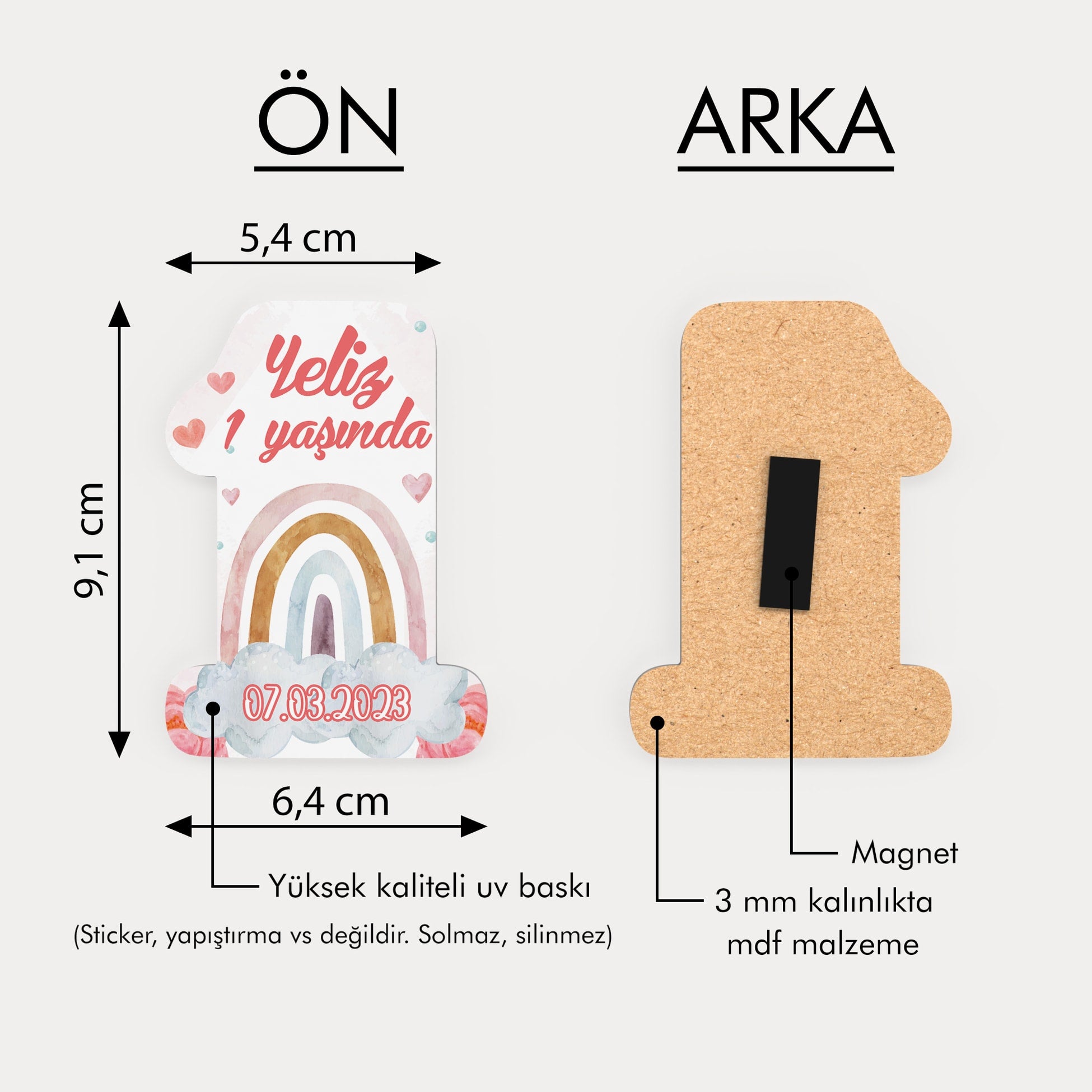 Gökkuşağı Desenli Ahşap Magnet