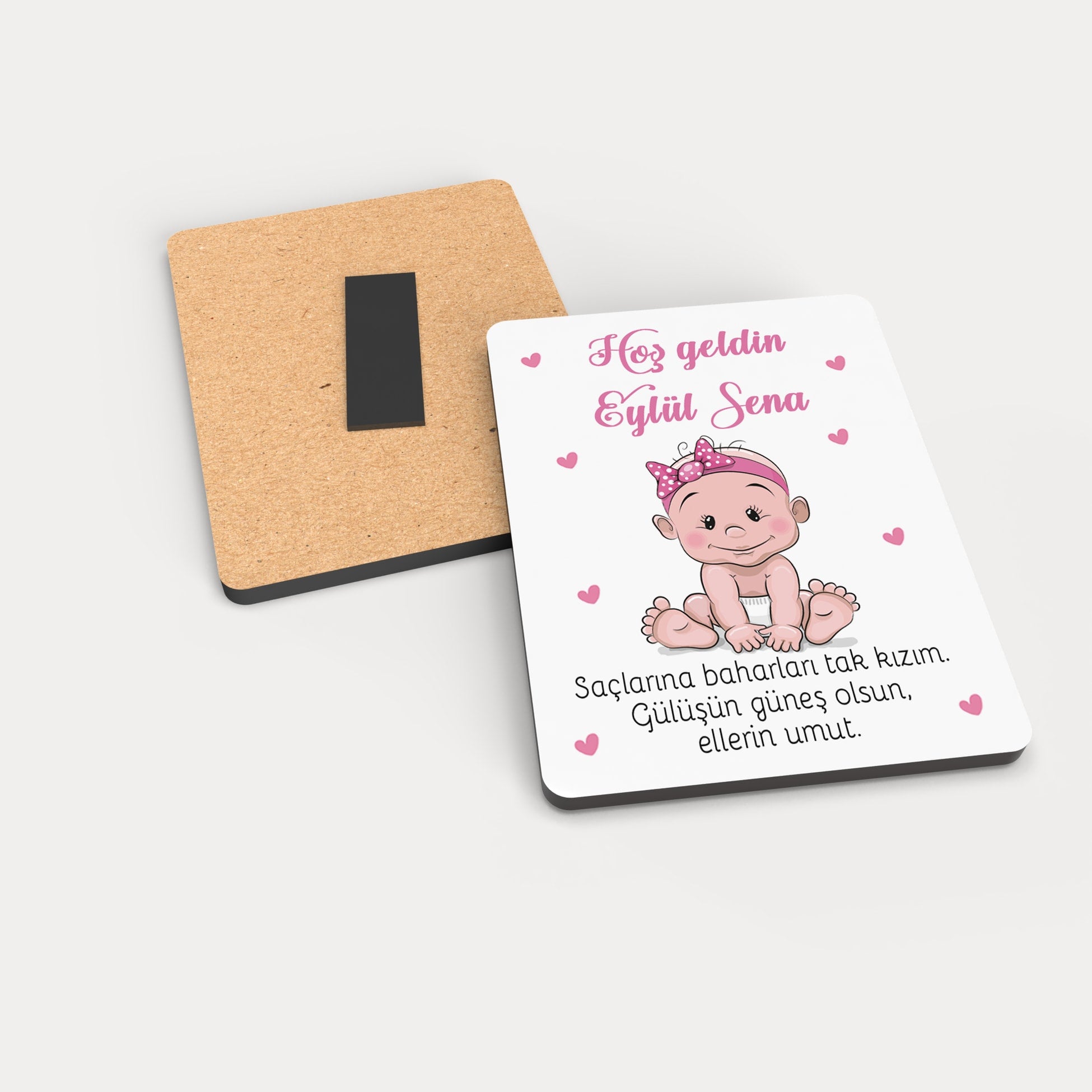 Kız Bebek Temalı Ahşap Magnet