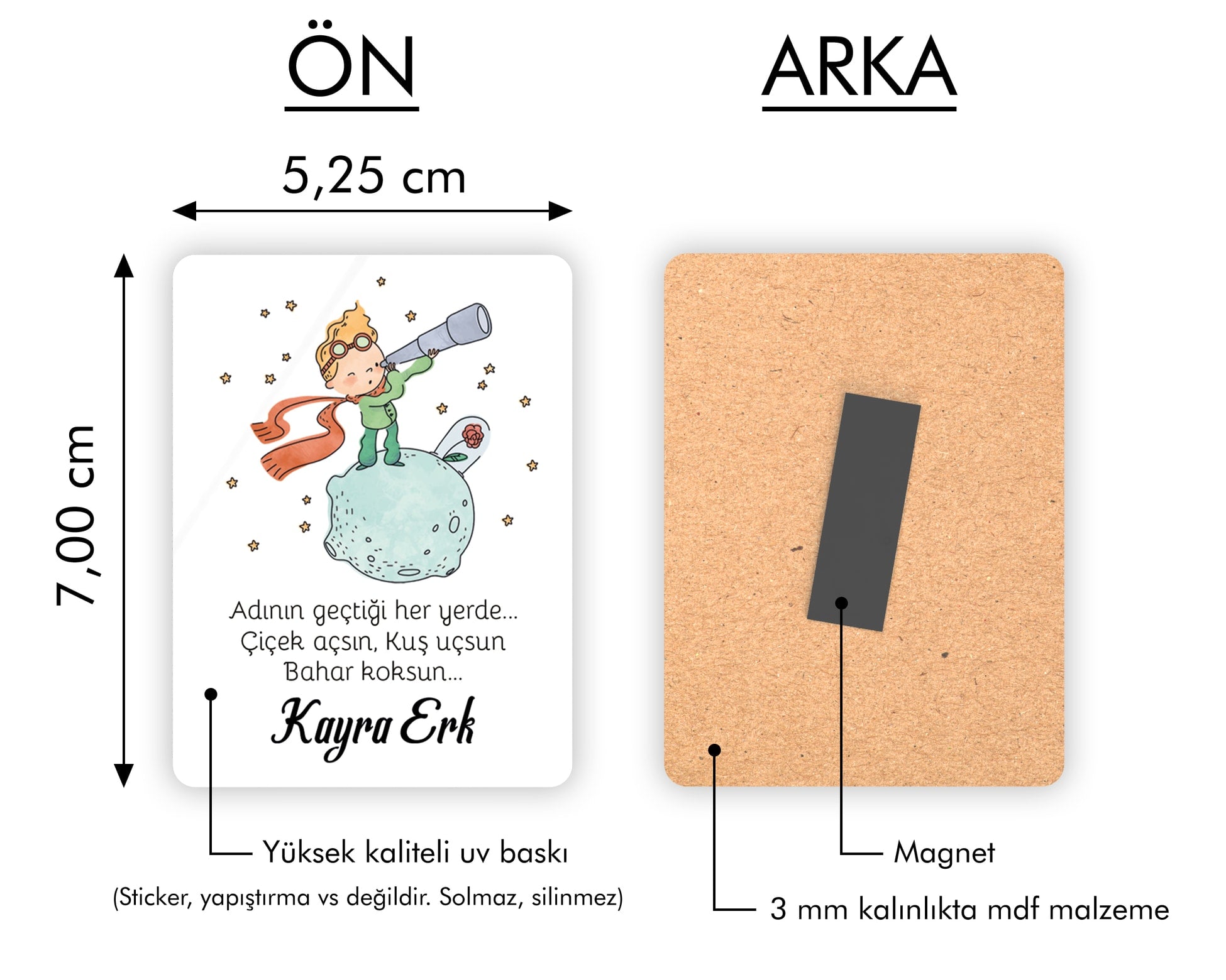 Küçük Prens Desenli Ahşap Magnet