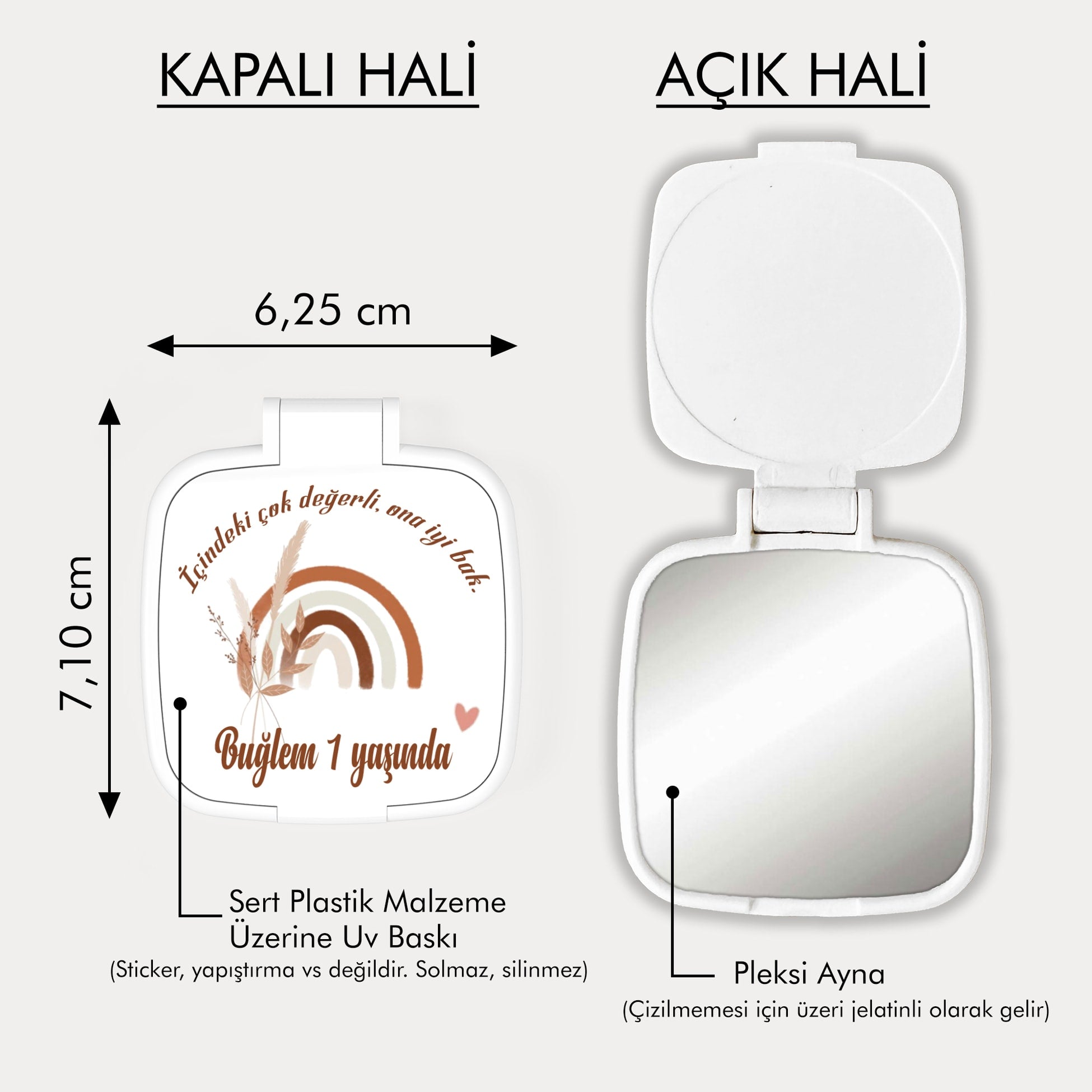 Gökkuşağı Desenli Kare Ayna