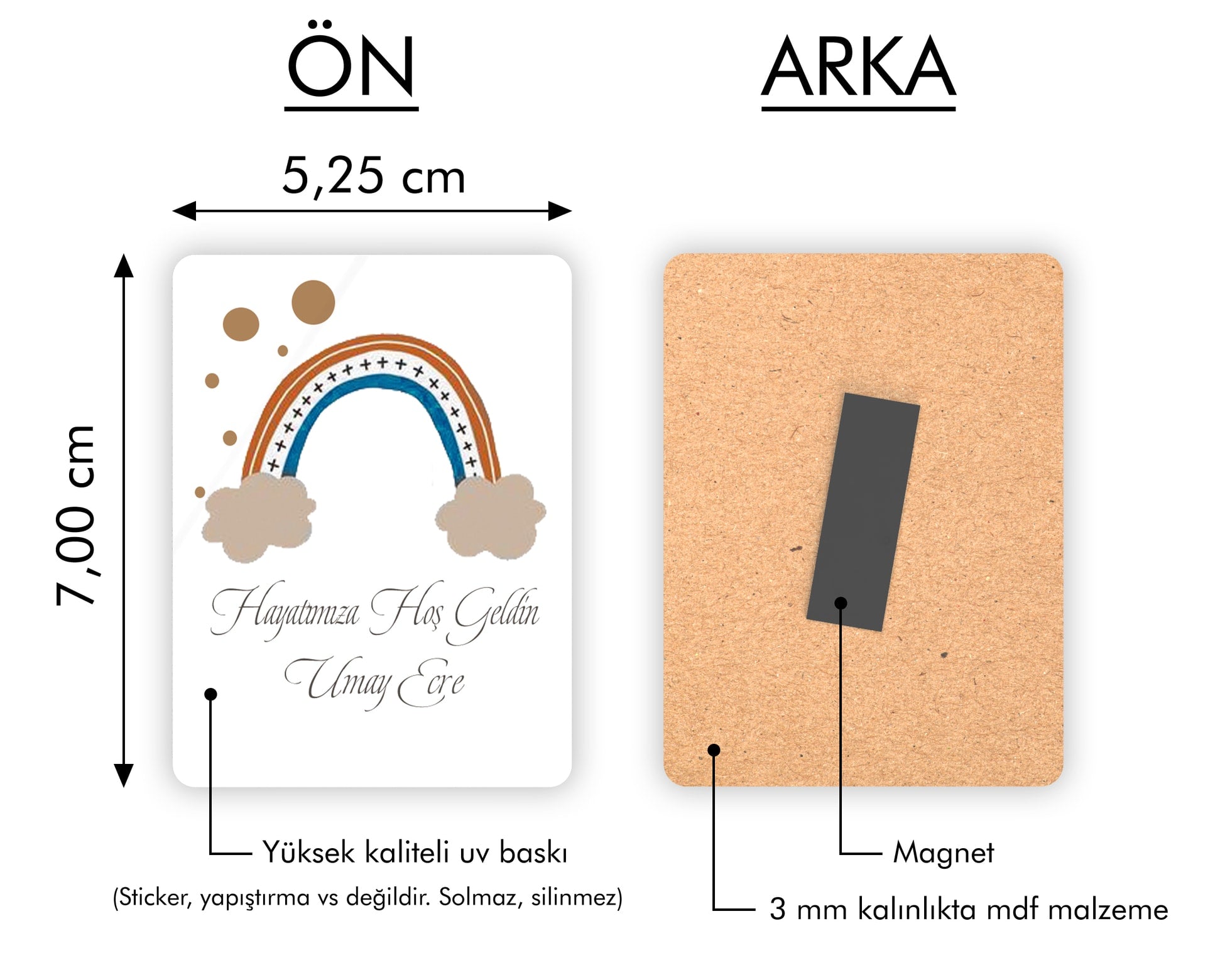 Gökkuşağı Desenli Ahşap Magnet