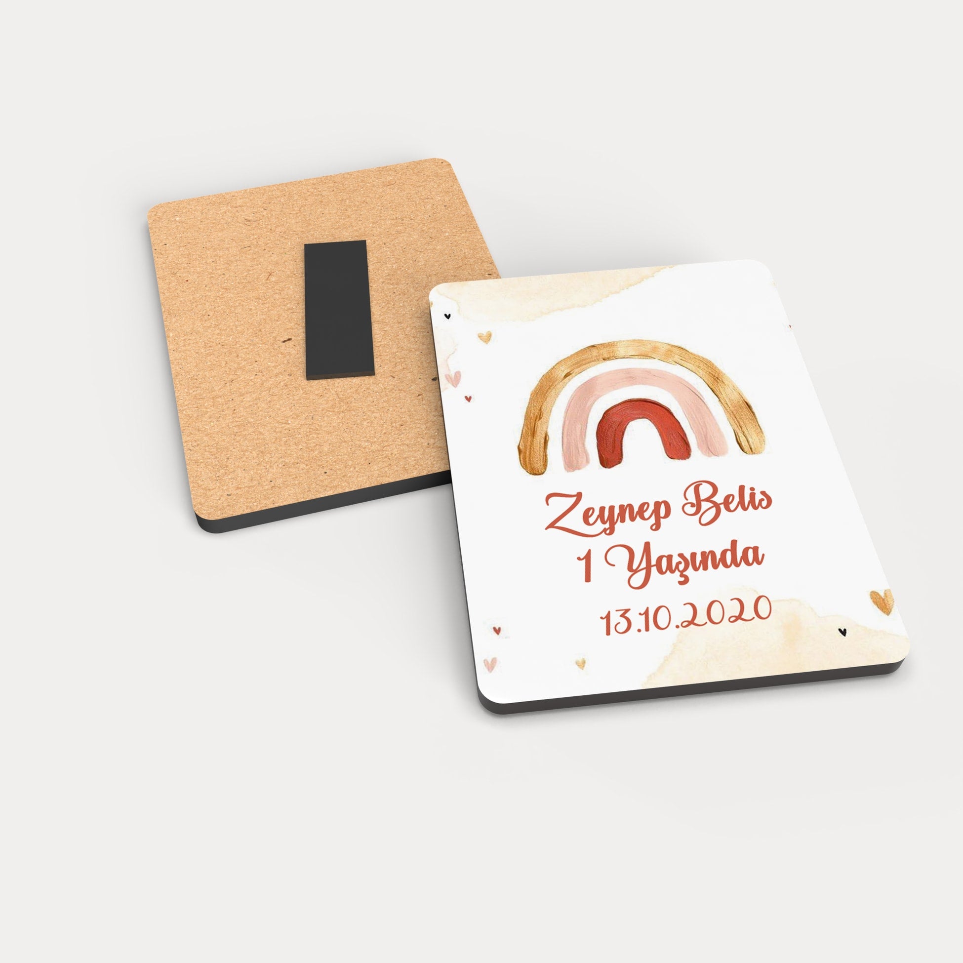 Gold Gökkuşağı Desenli Ahşap Magnet