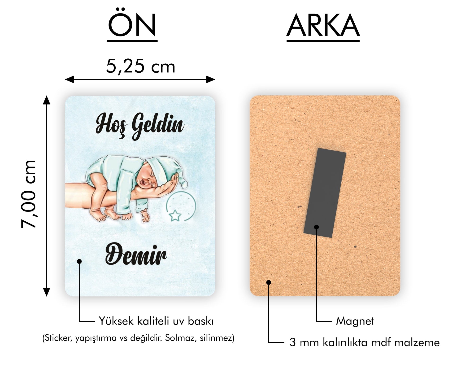 Erkek Bebek Temalı Ahşap Magnet