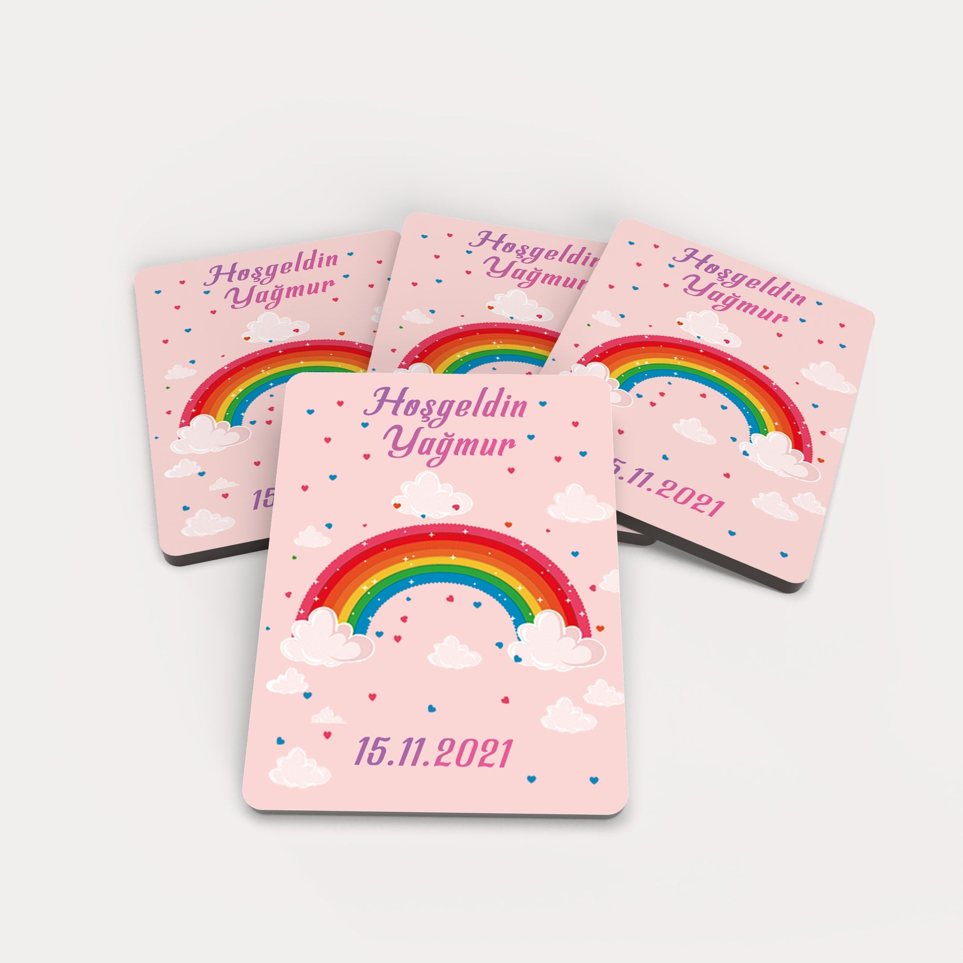 Gökkuşağı Desenli Ahşap Magnet