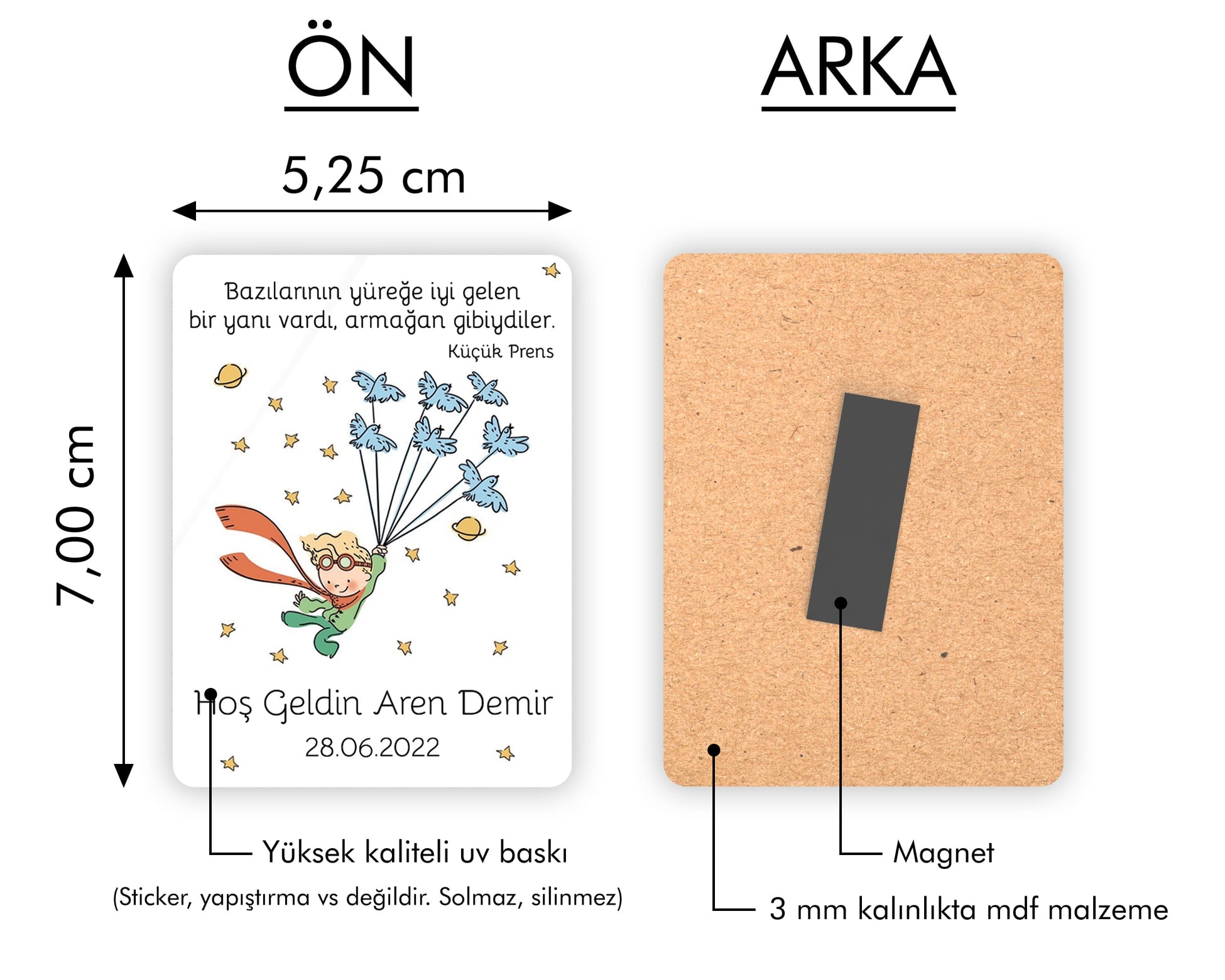 Küçük Prens Temalı Ahşap Magnet