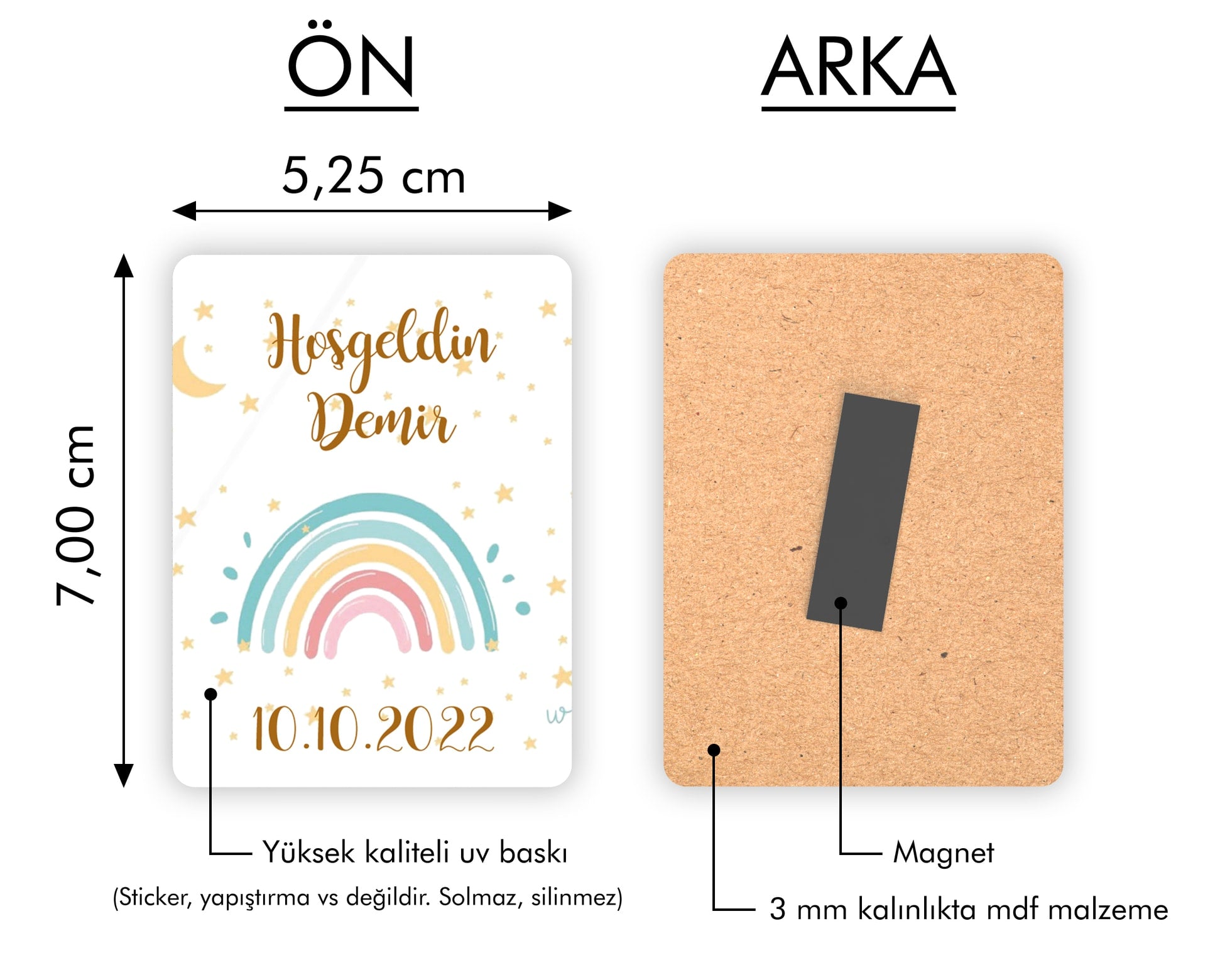 Gökkuşağı Desenli Ahşap Magnet