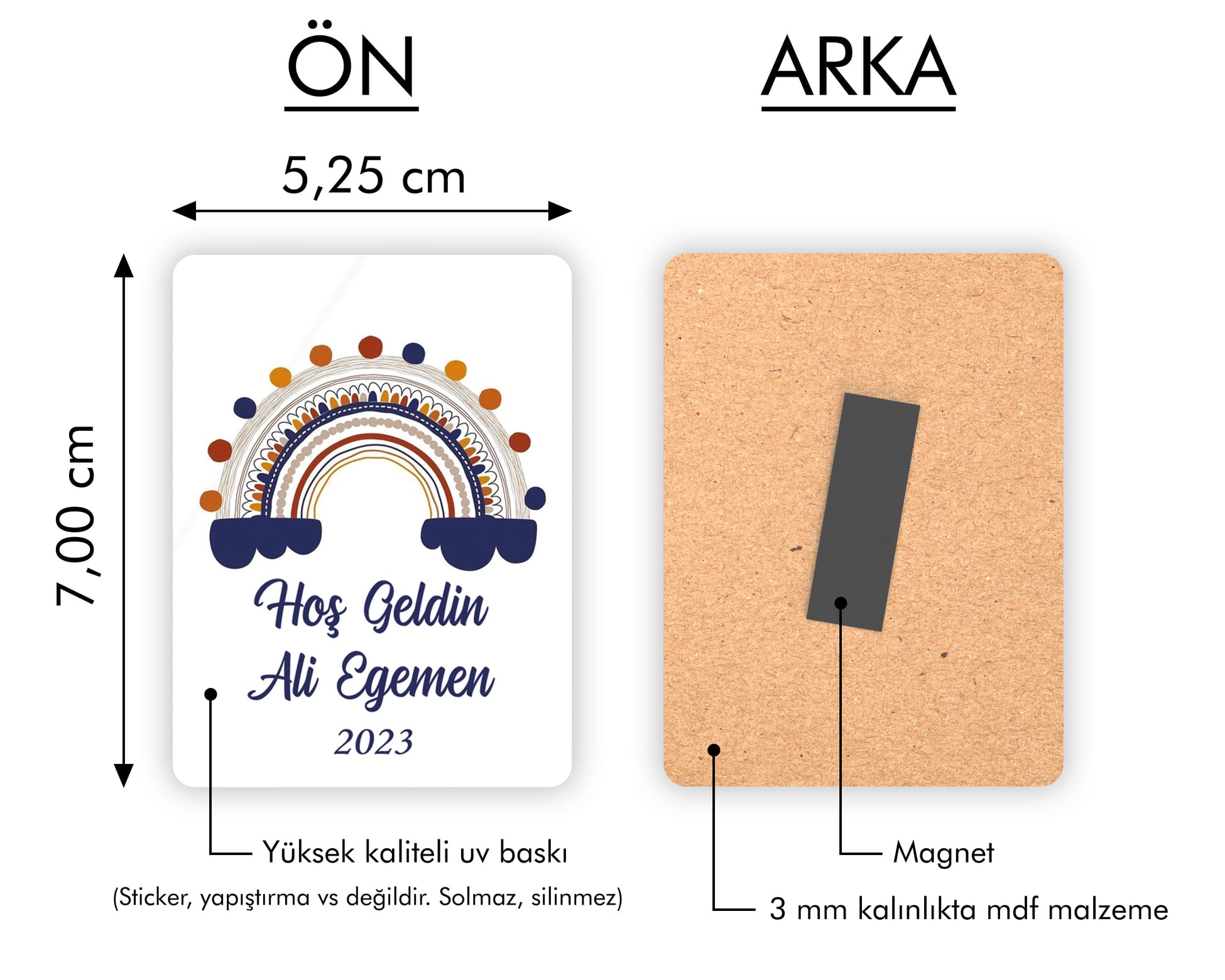 Gökkuşağı Desenli Ahşap Magnet