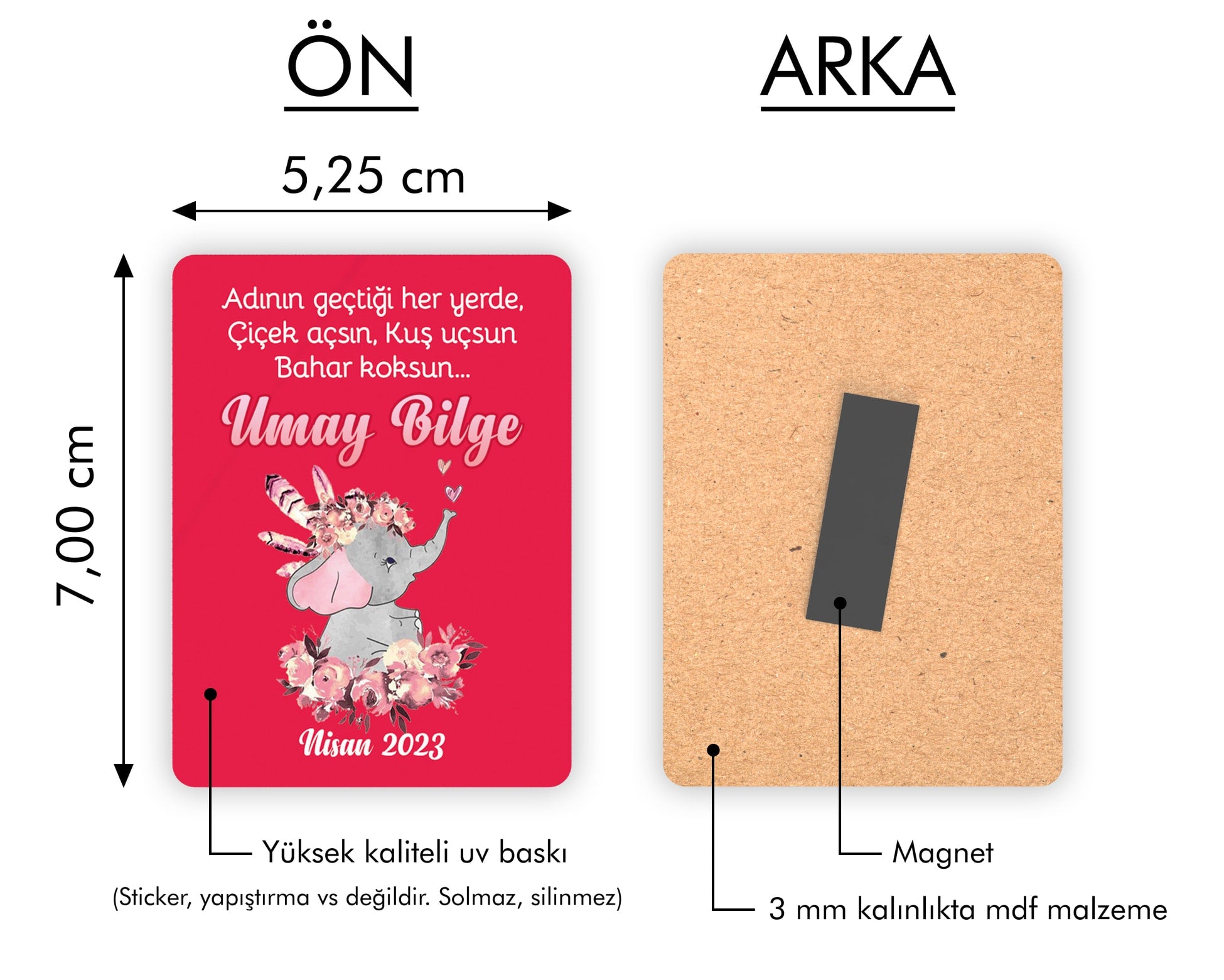 Fil Desenli Ahşap Magnet