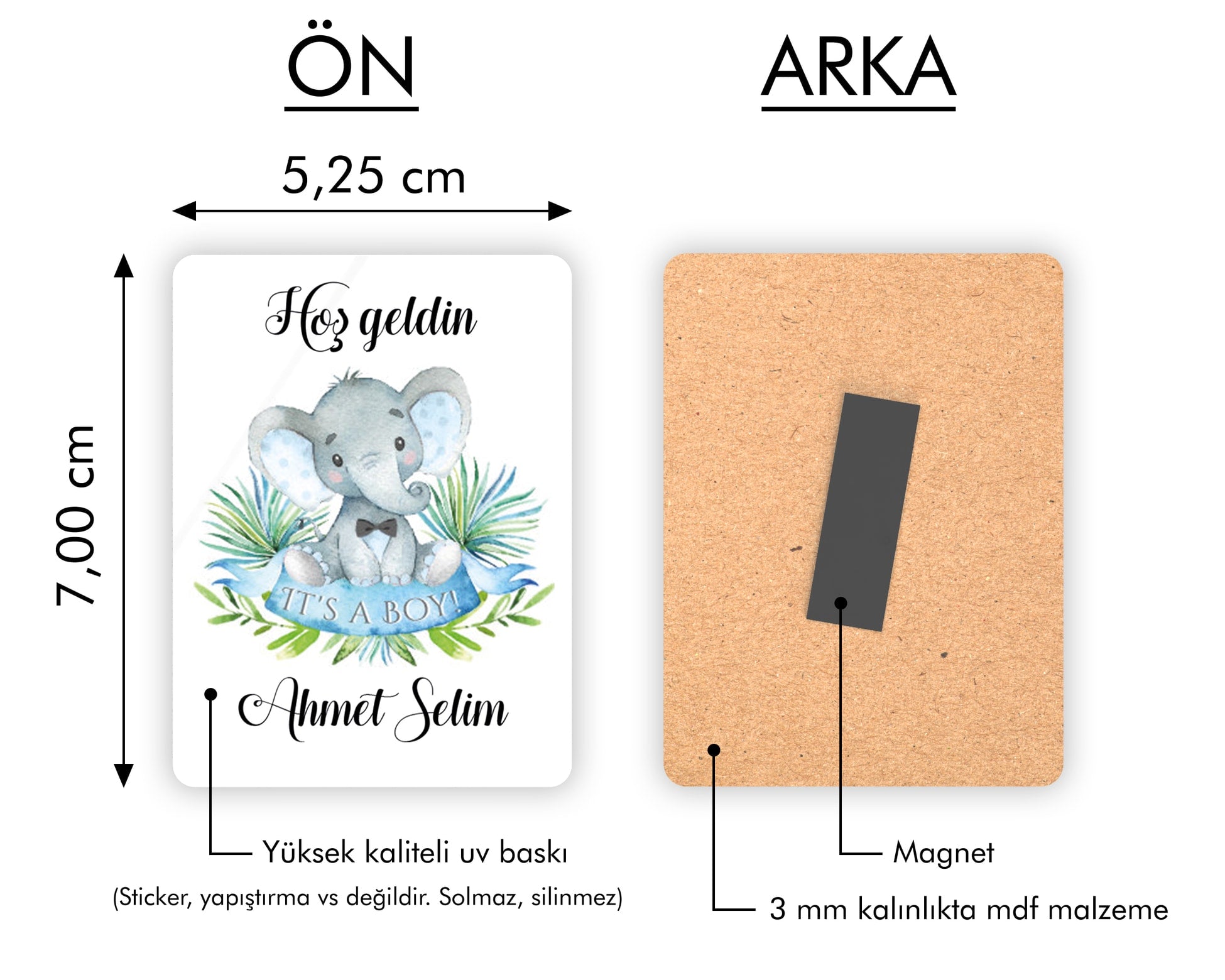 Fil Desenli Ahşap Magnet