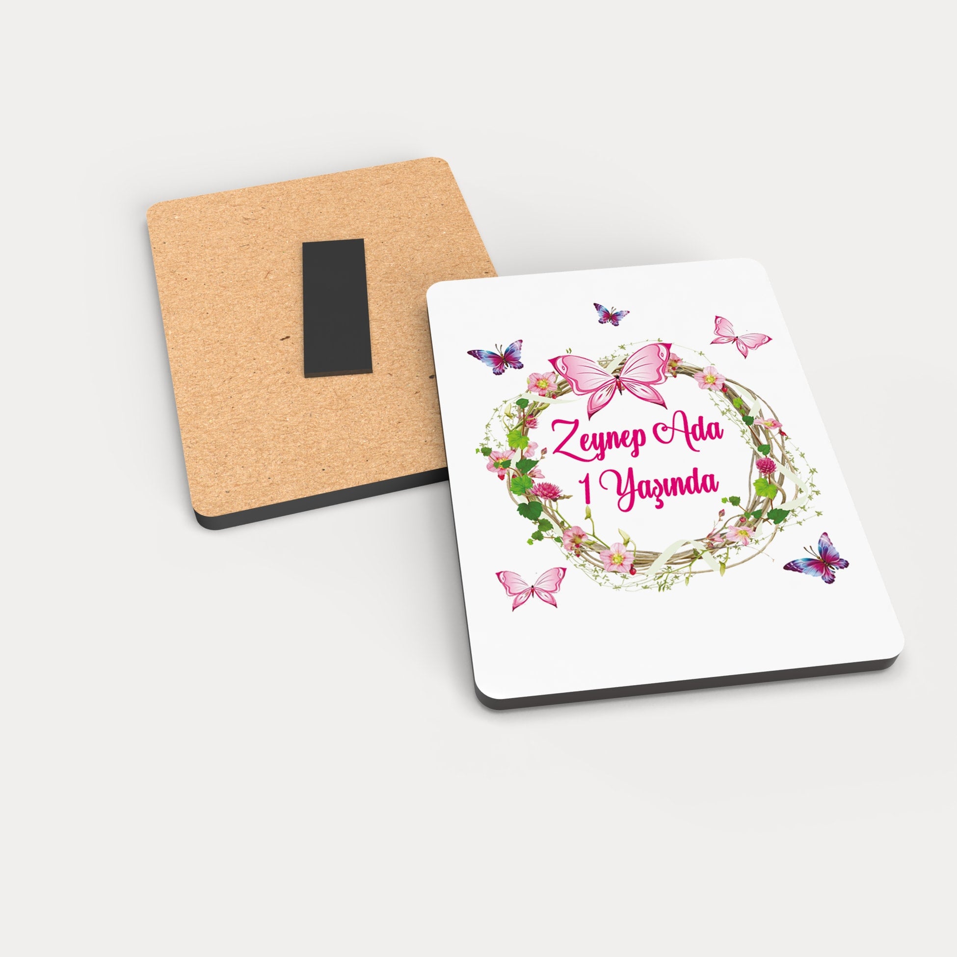 Kelebek Desenli Ahşap Magnet
