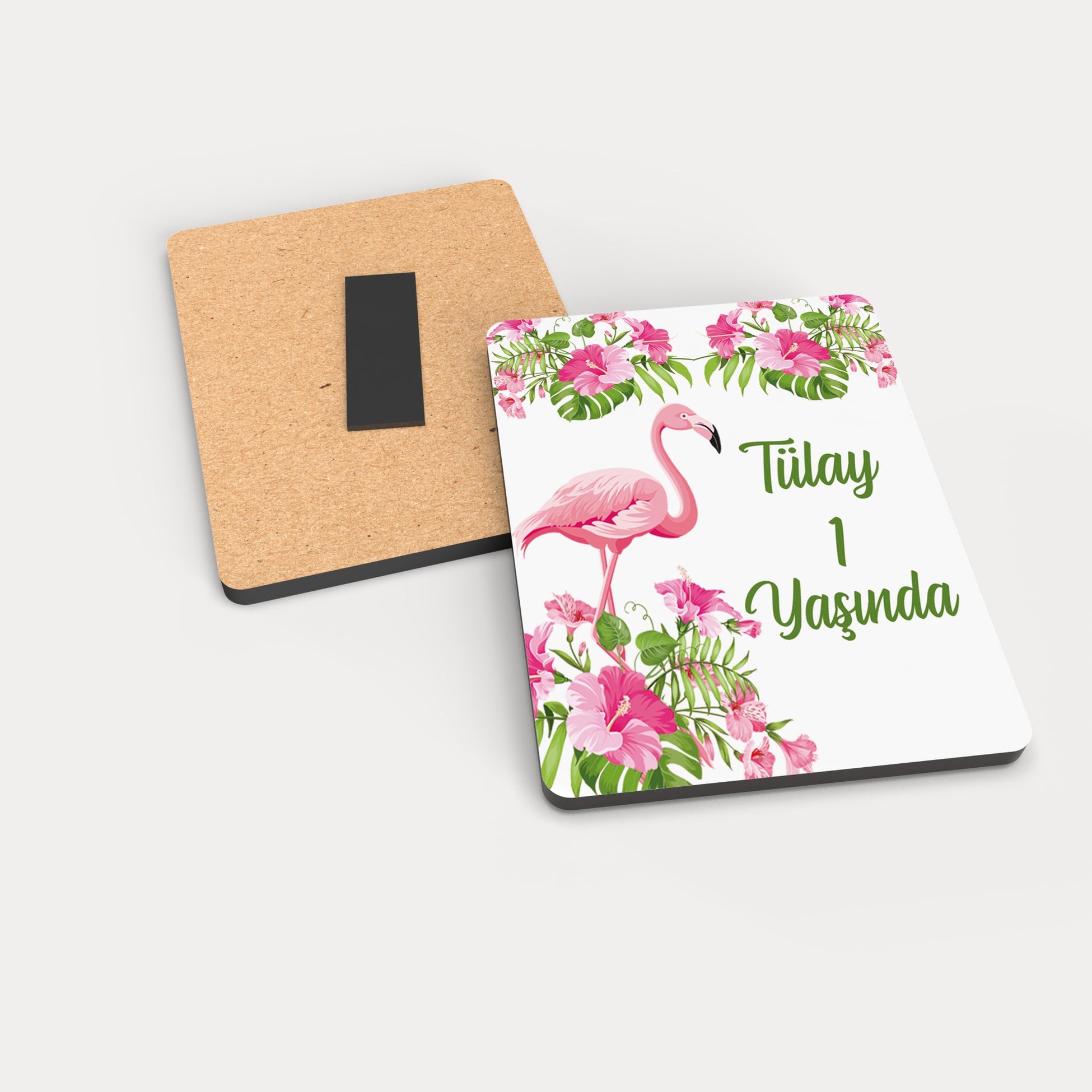 Flamingo Desenli Ahşap Magnet