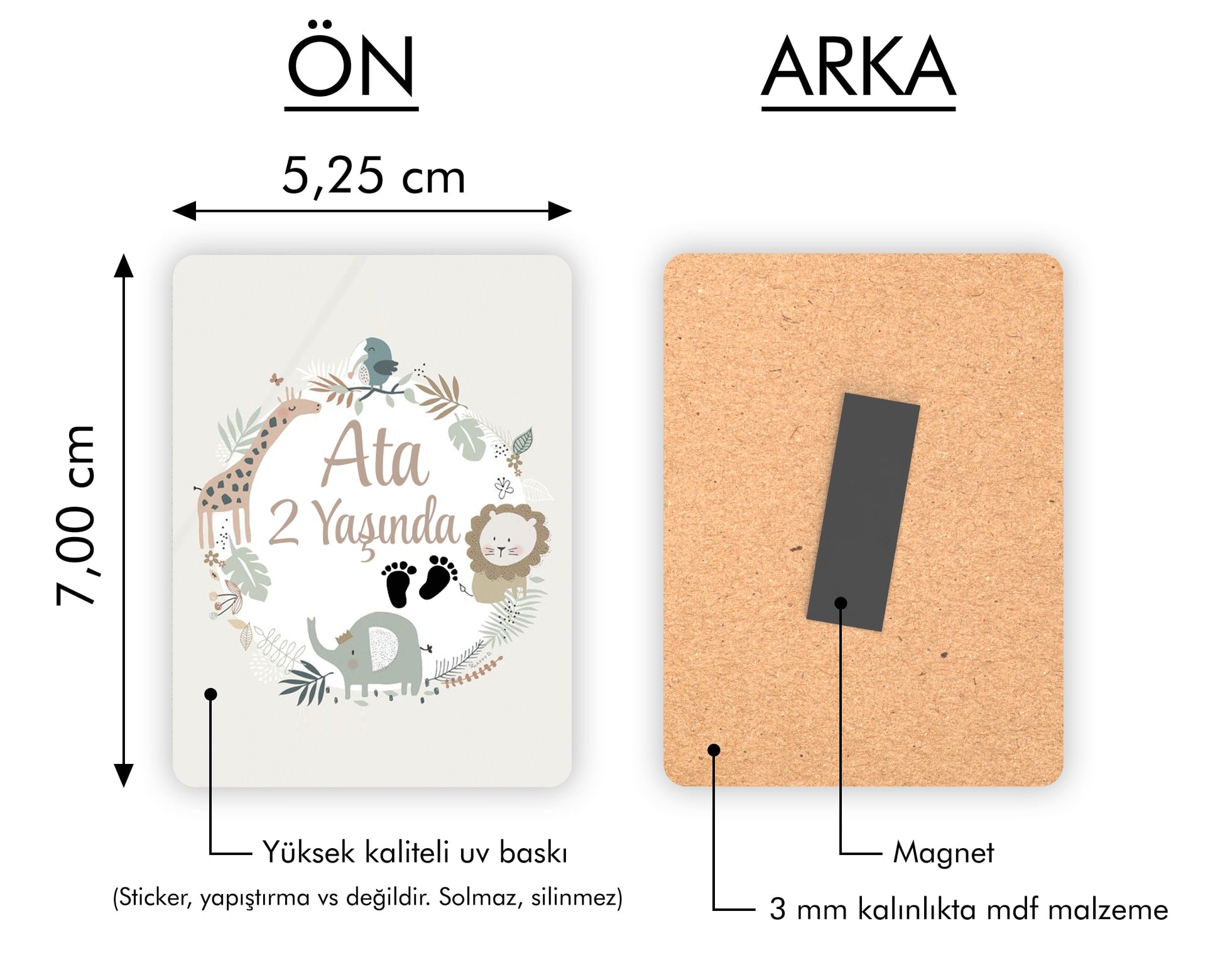 Safari Temalı Ahşap Magnet
