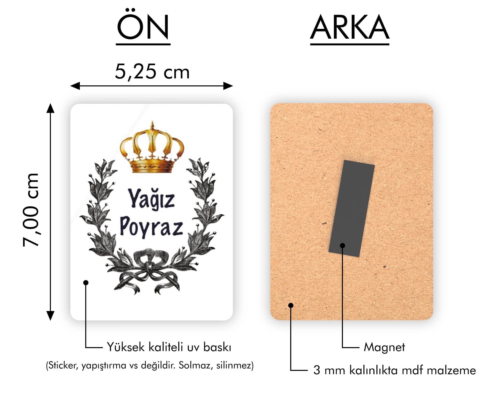Siyah Çelenk Desenli Ahşap Magnet