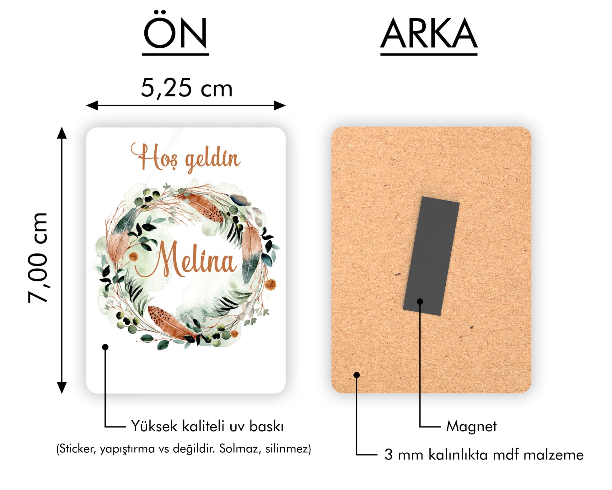 Bohem Temalı Ahşap Magnet