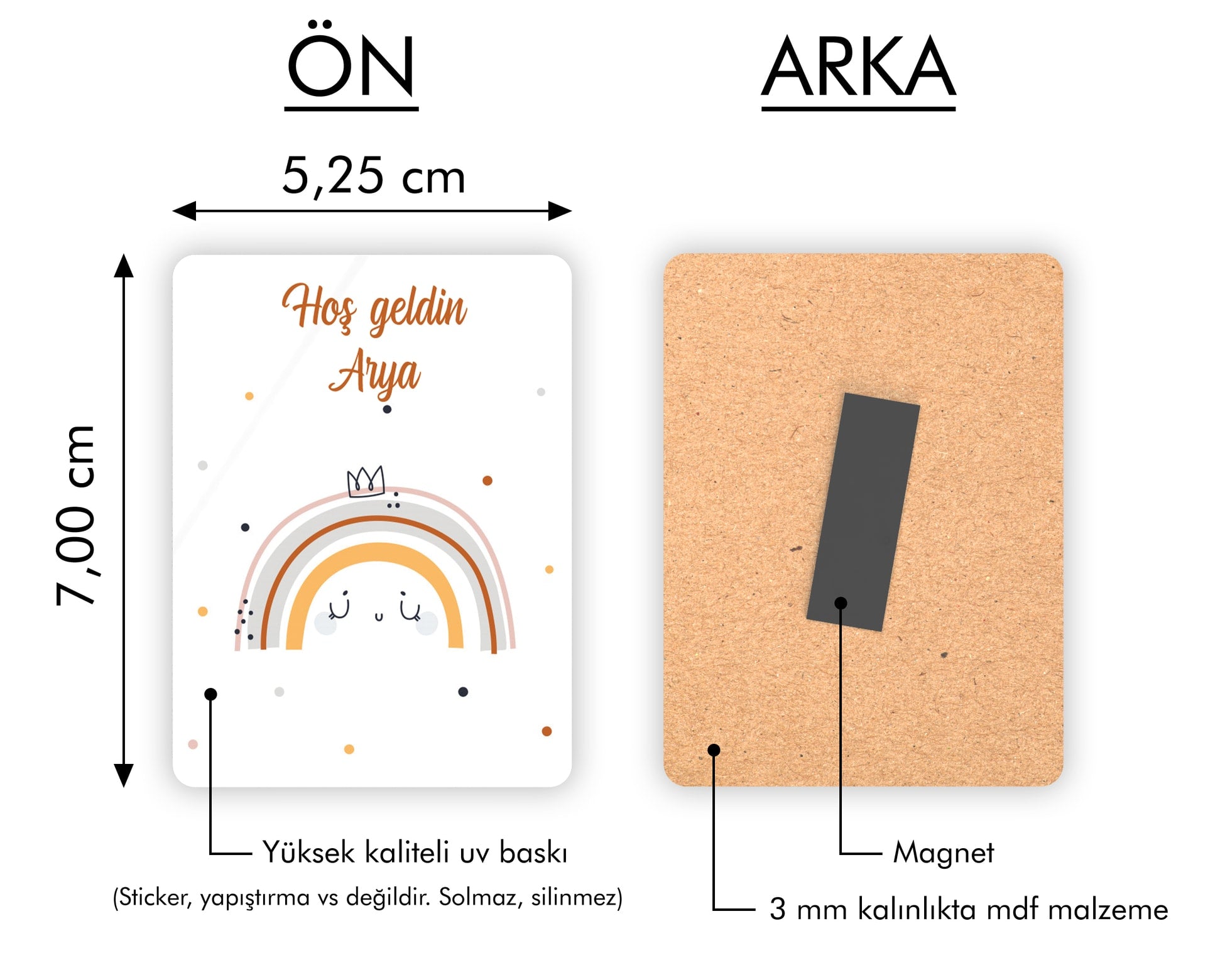 Gökkuşağı Desenli Ahşap Magnet