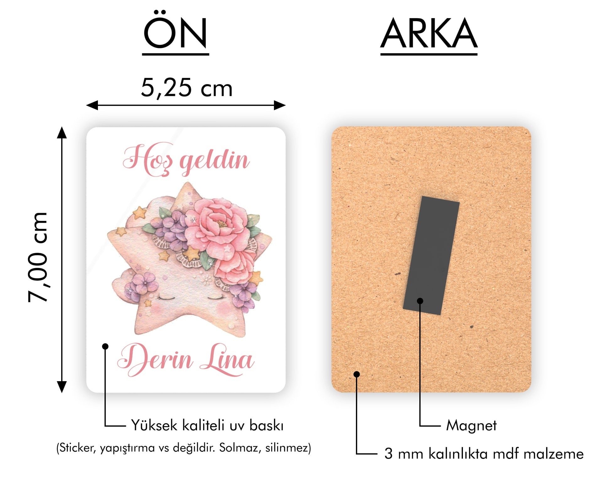 Yıldız Desenli Ahşap Magnet