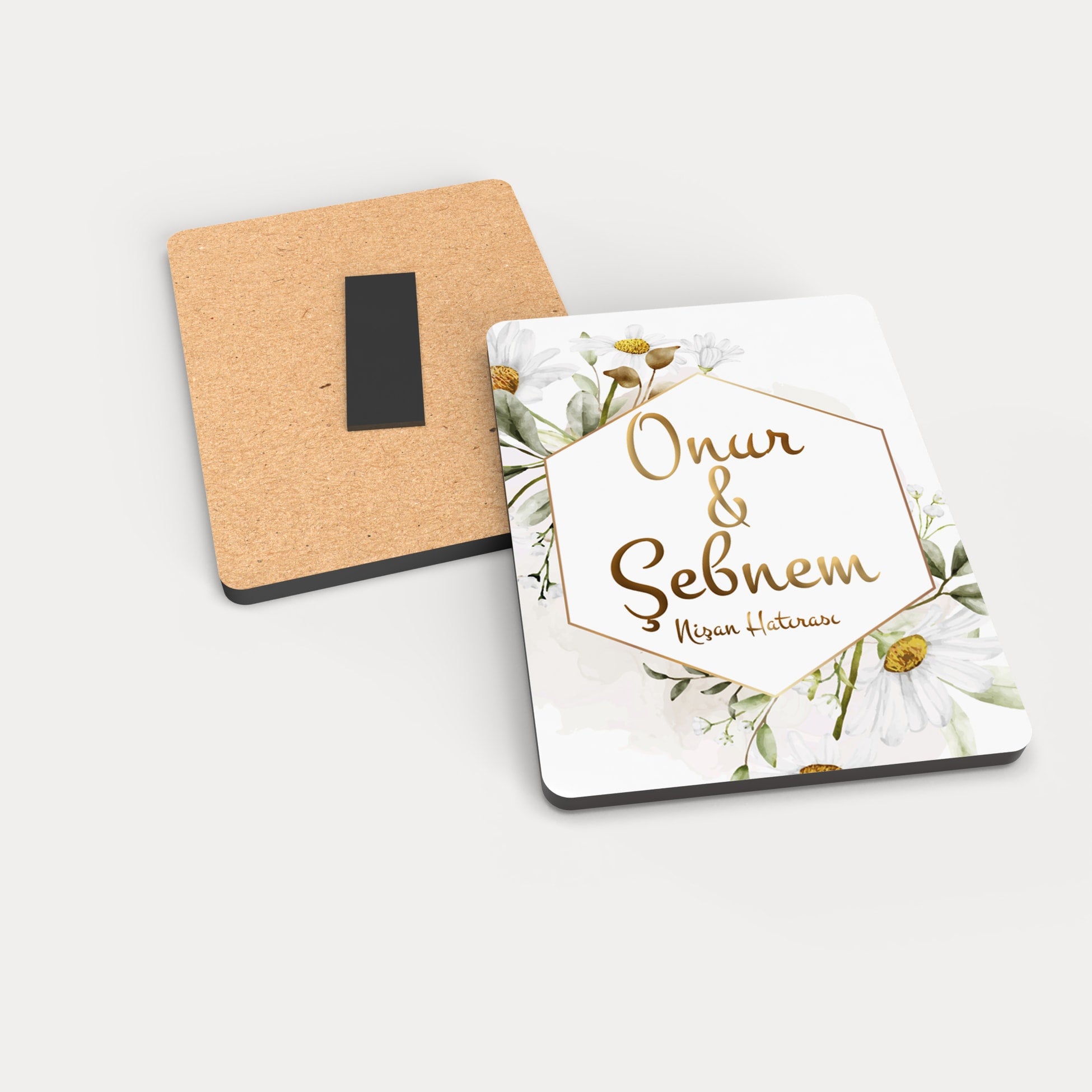 Papatya Desenli Ahşap Magnet