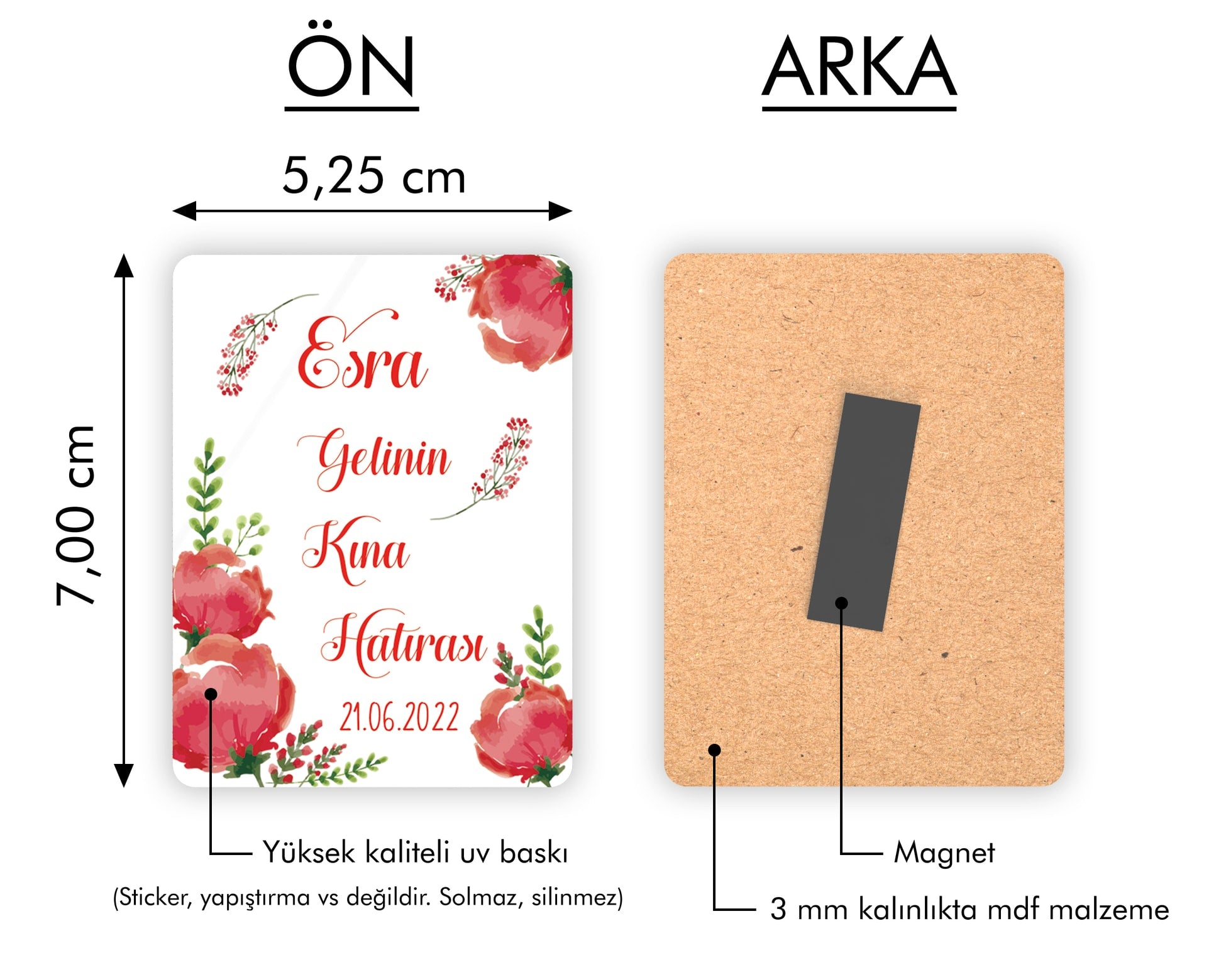 Gelincik Desenli Ahşap Magnet