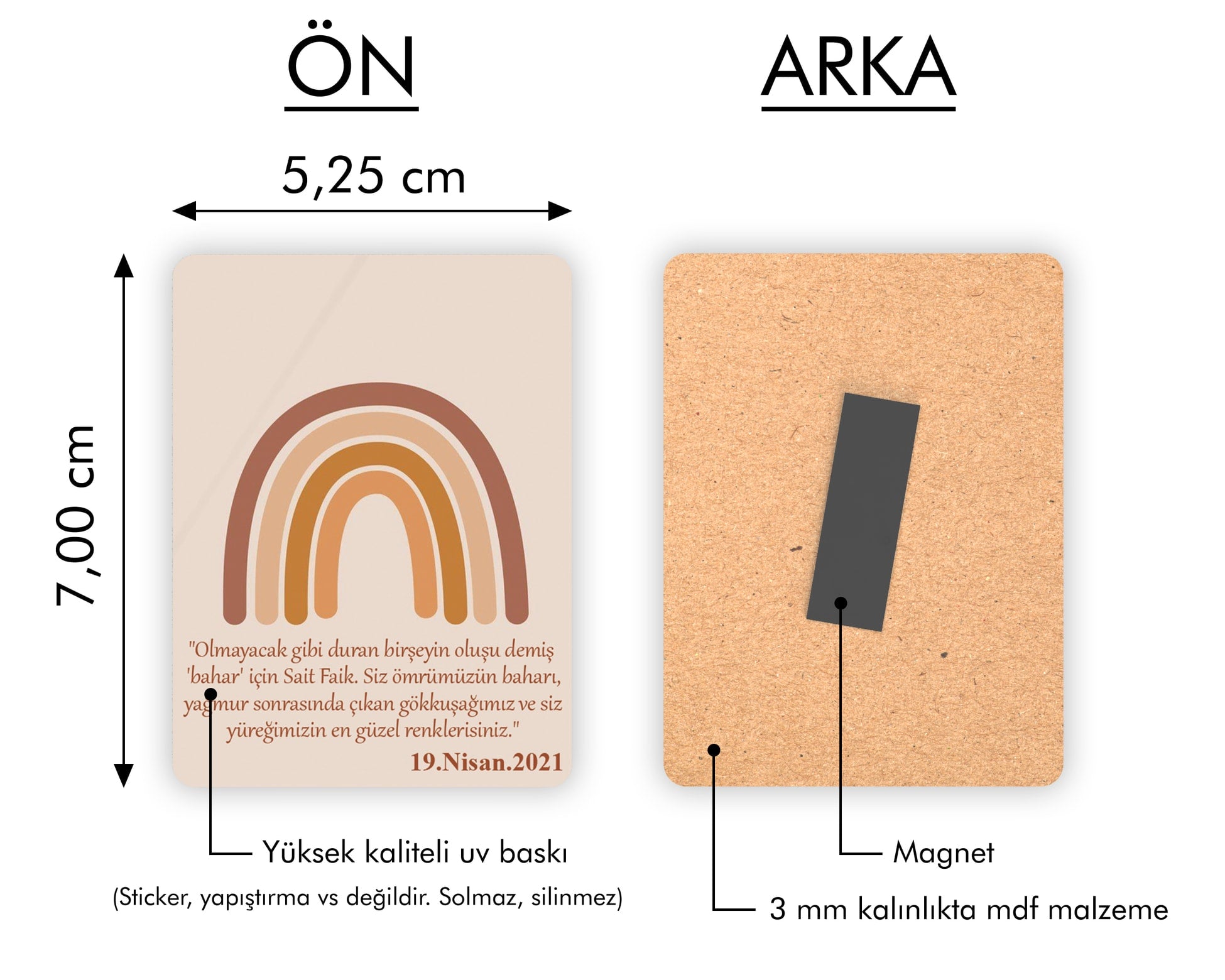 Gökkuşağı Desenli Ahşap Magnet