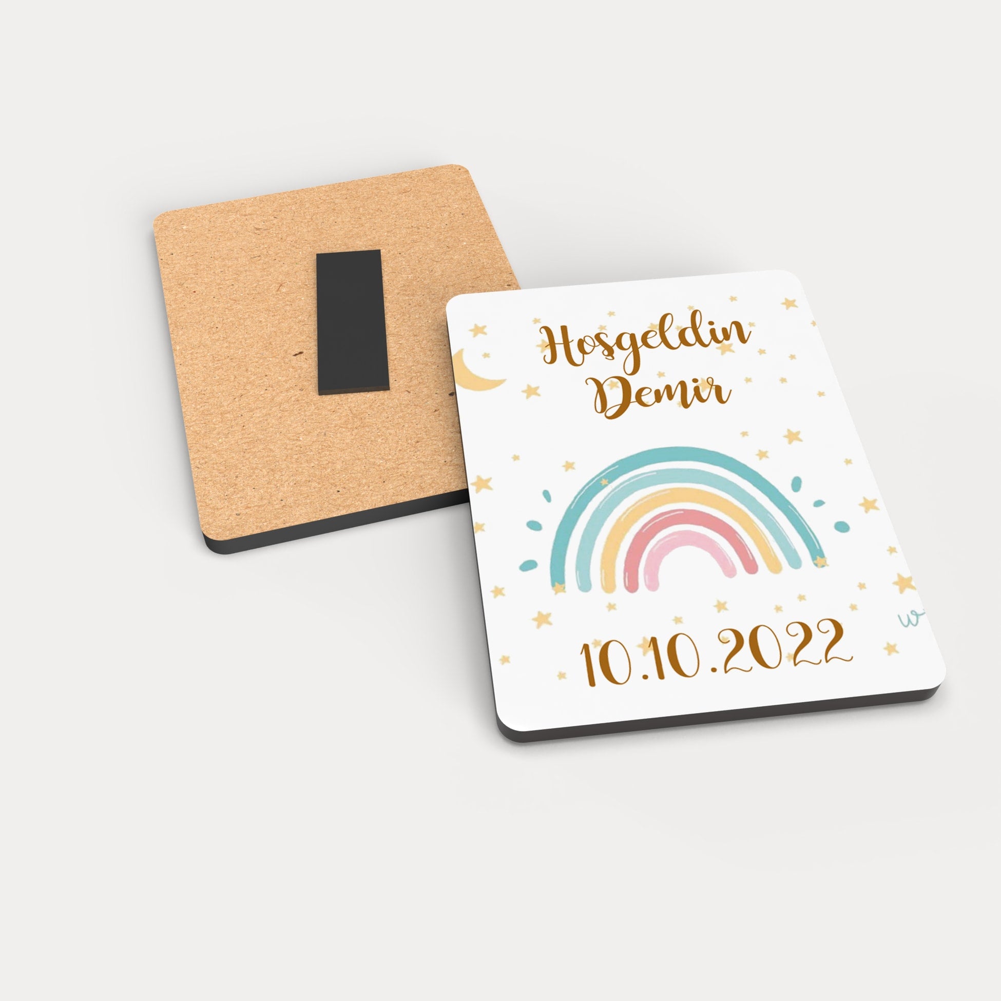 Gökkuşağı Desenli Ahşap Magnet