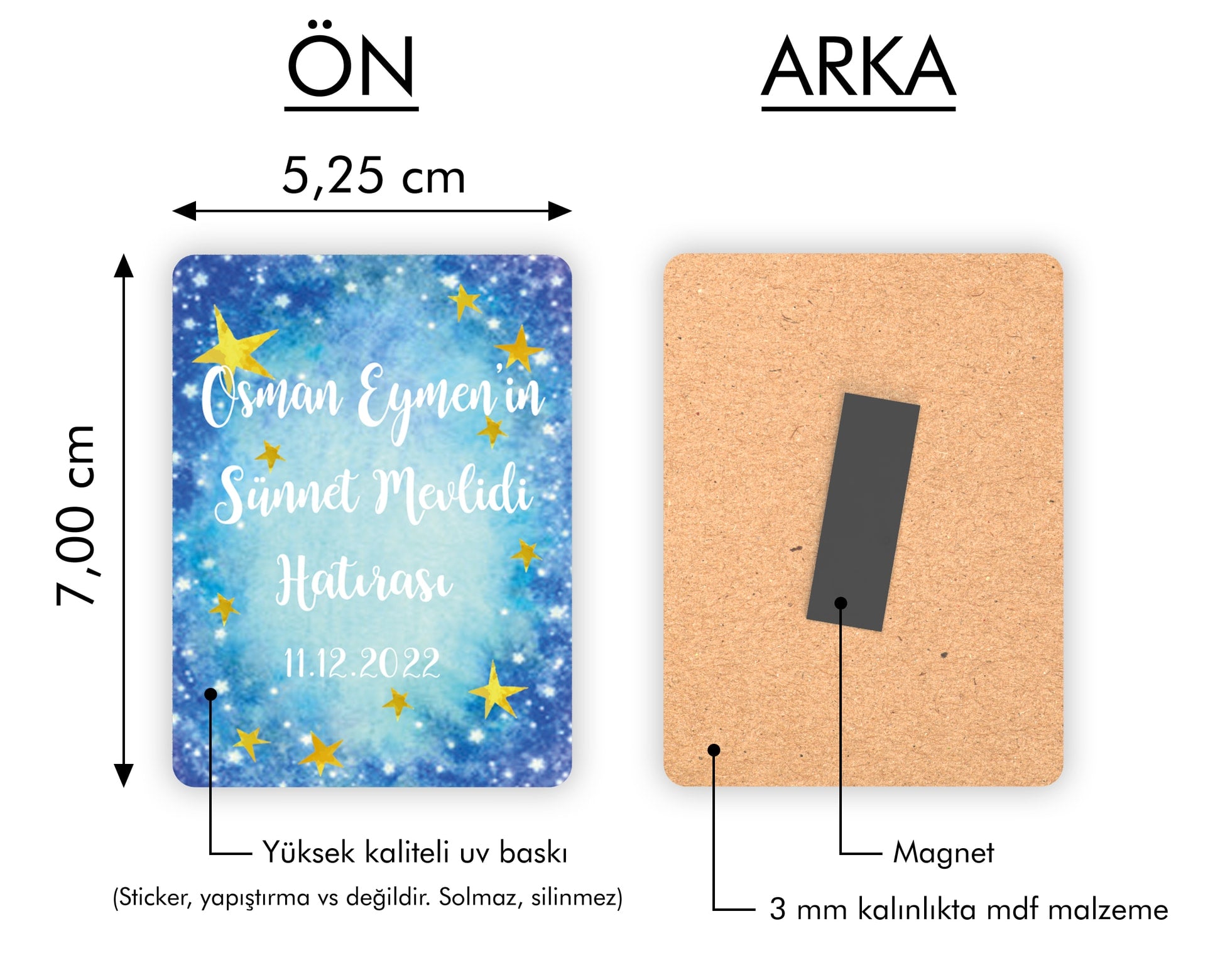 Yıldız Temalı Ahşap Magnet