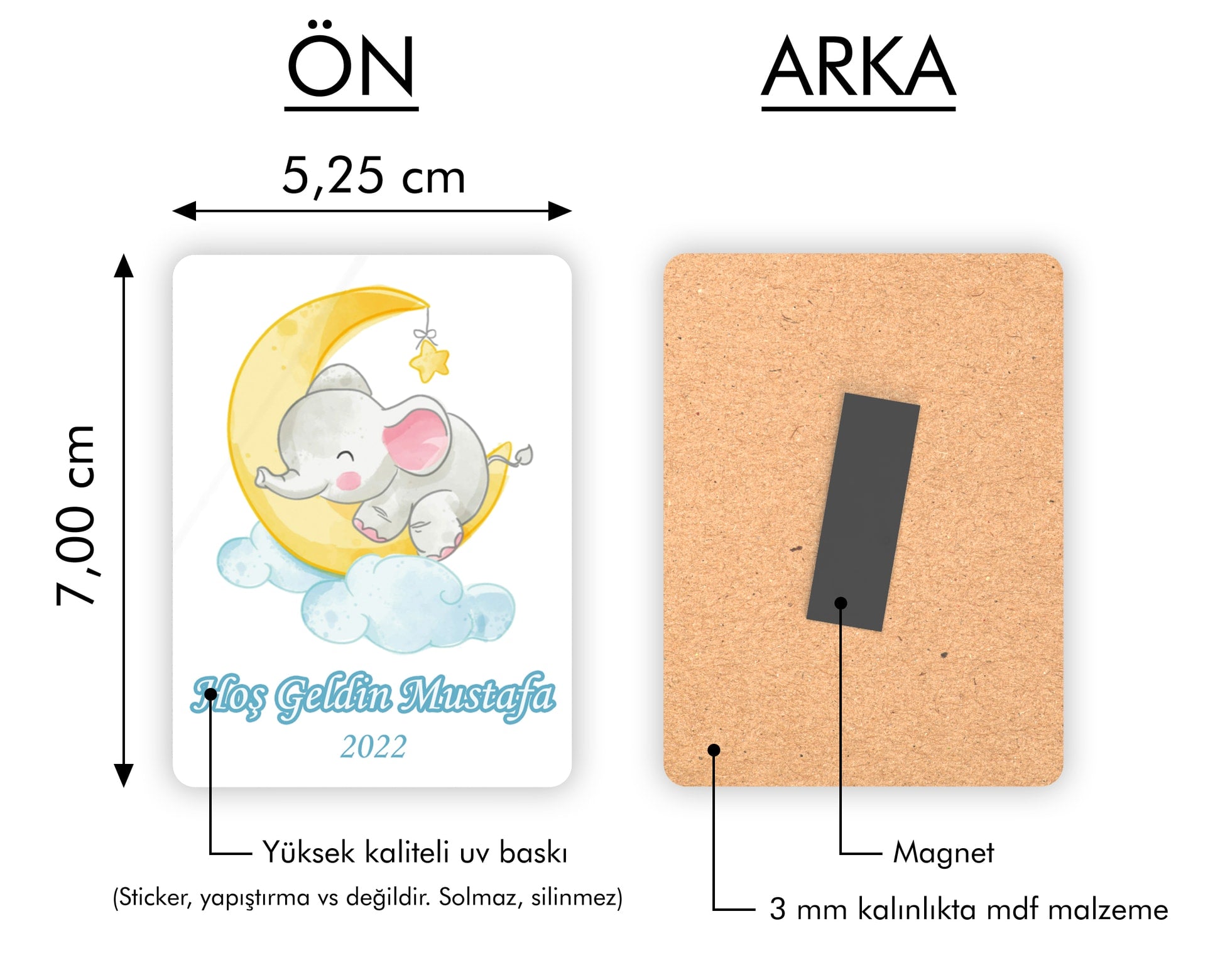 Fil Desenli Ahşap Magnet