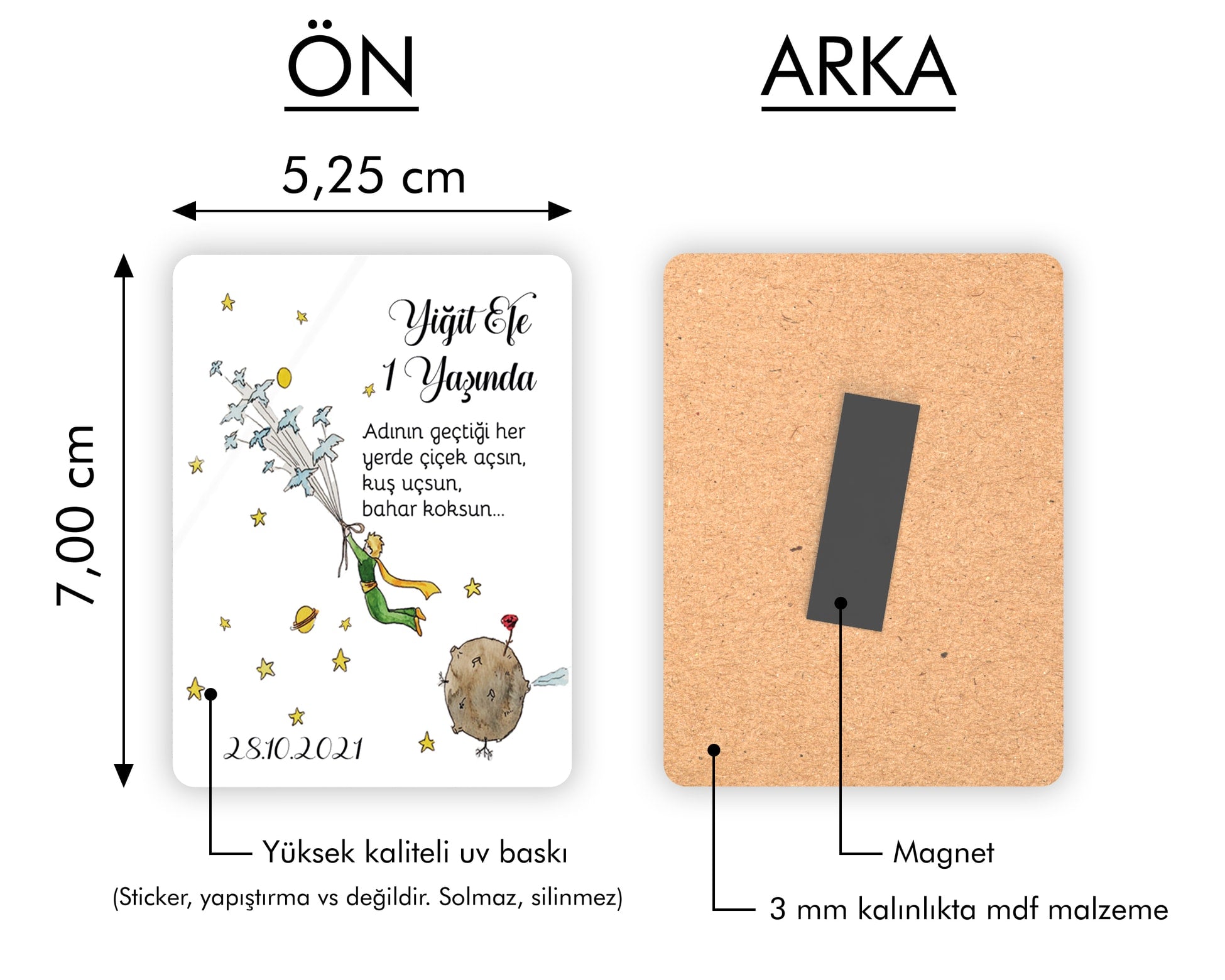 Küçük Prens Temalı Ahşap Magnet