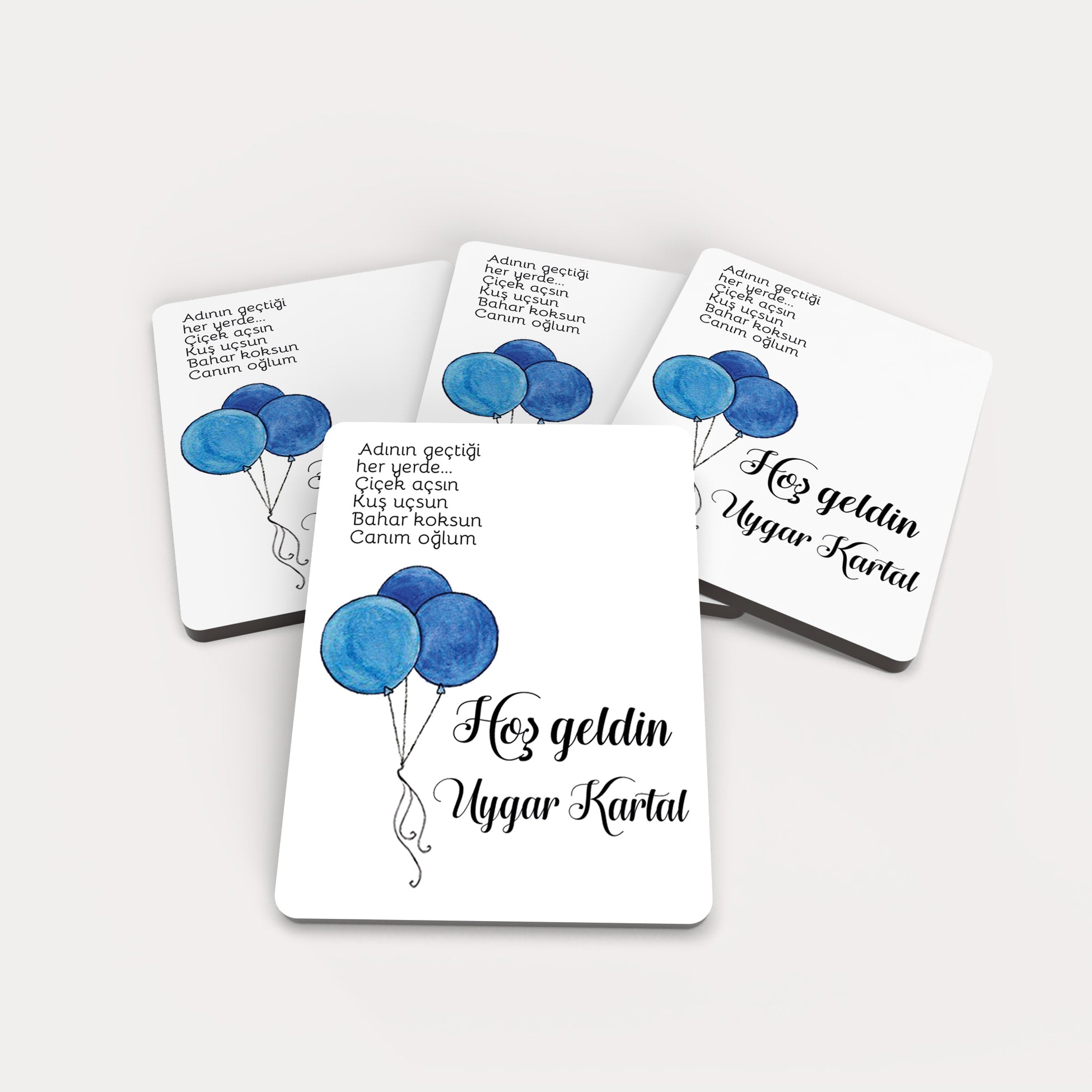 Mavi Balon Desenli Ahşap Magnet