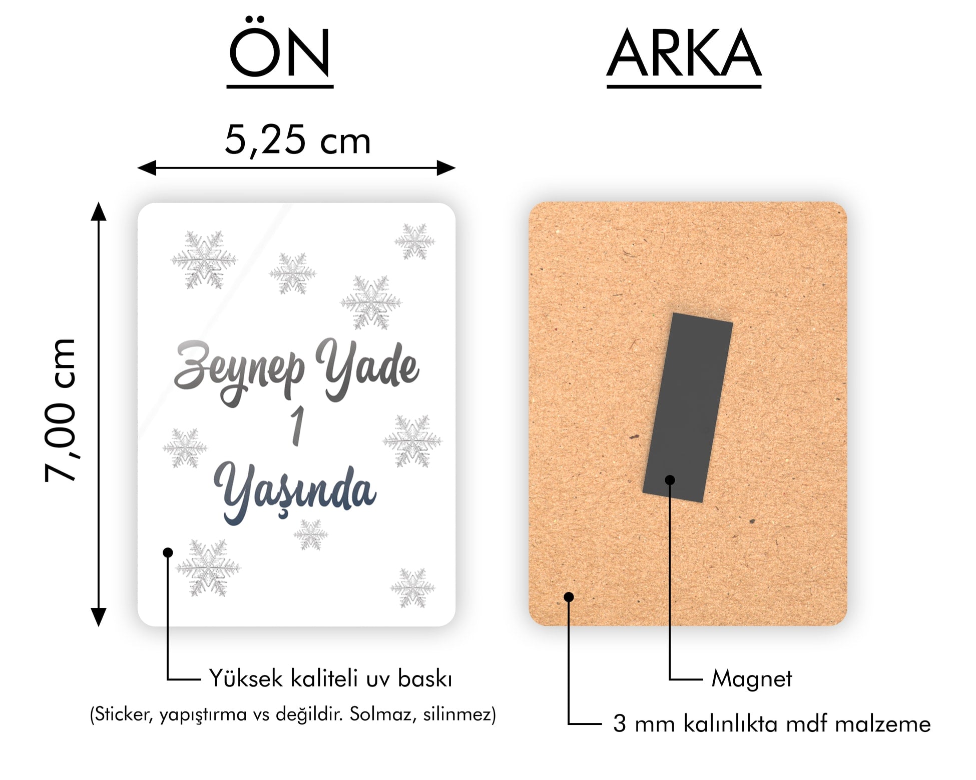 Kar Taneli Desenli Ahşap Magnet
