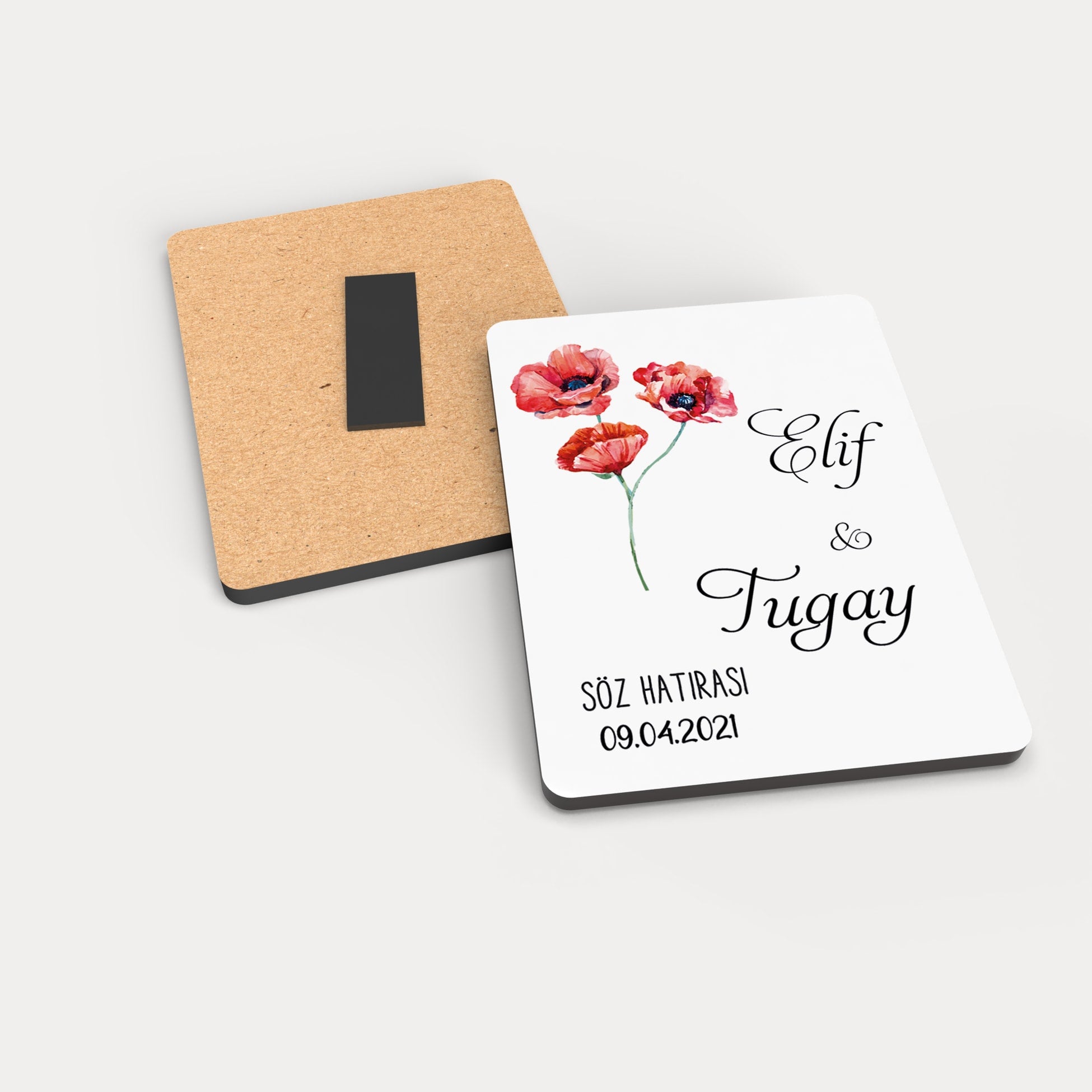 Gelincik Desenli Ahşap Magnet