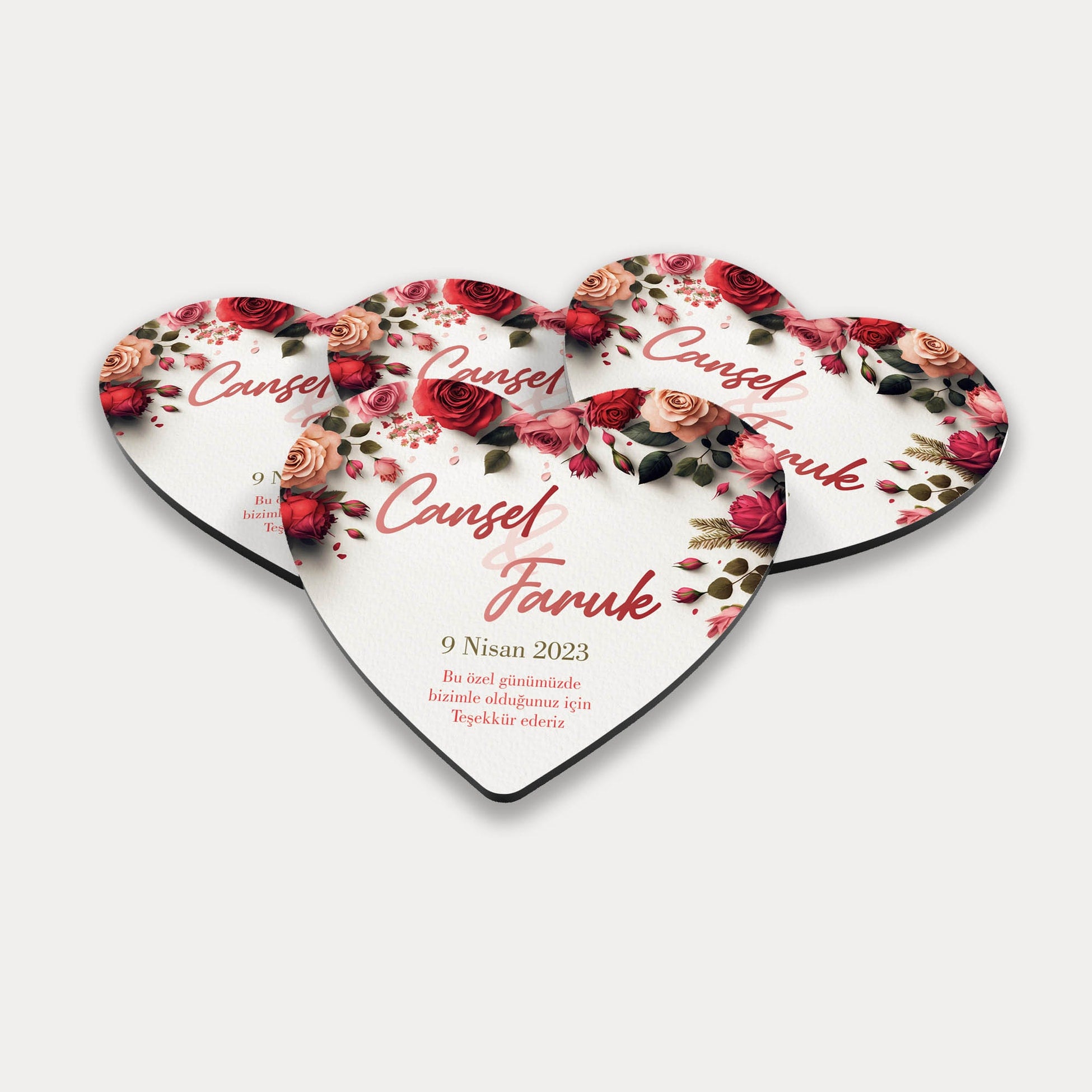 Renkli Gül Desenli Ahşap Magnet