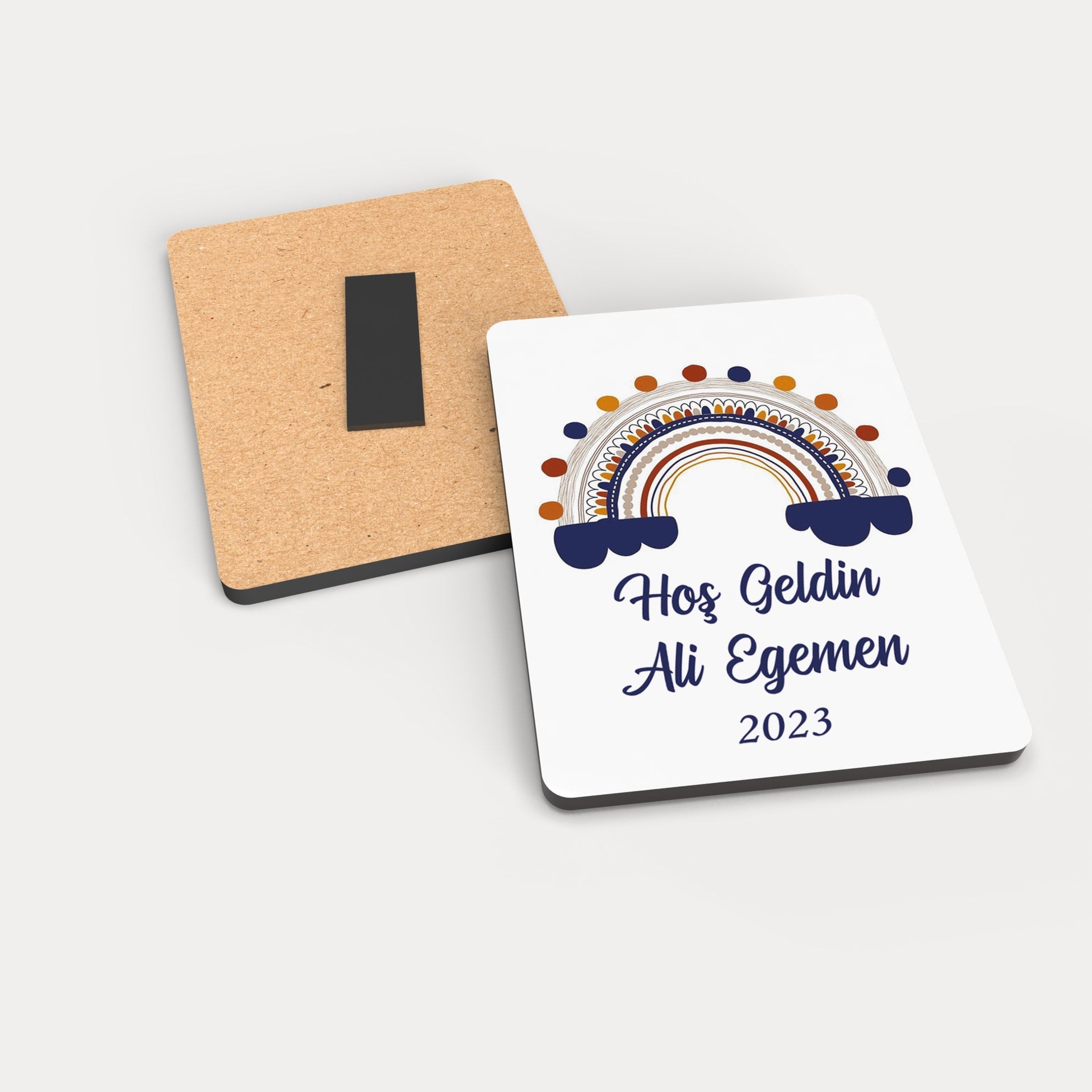 Gökkuşağı Desenli Ahşap Magnet