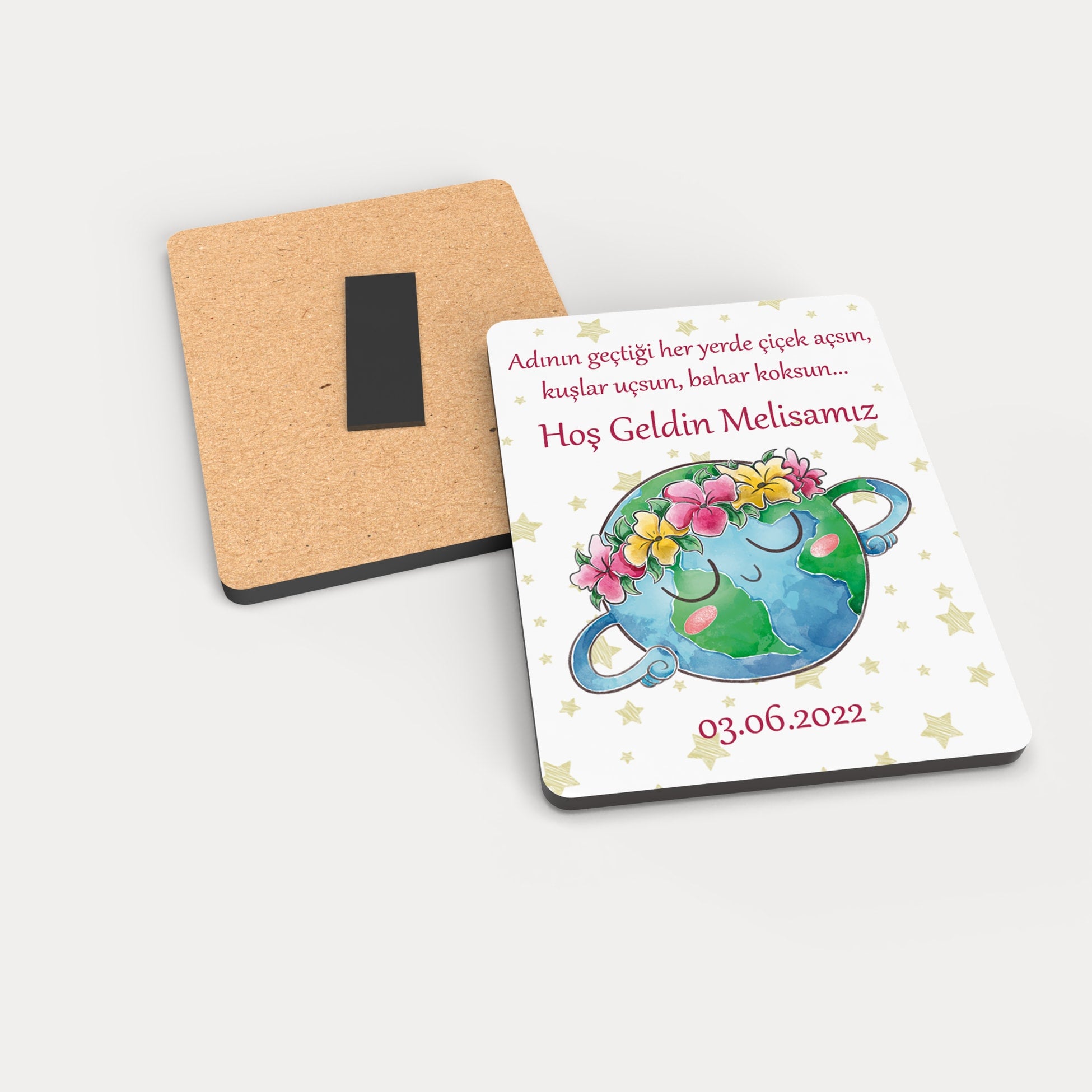 Dünya Temalı Ahşap Magnet