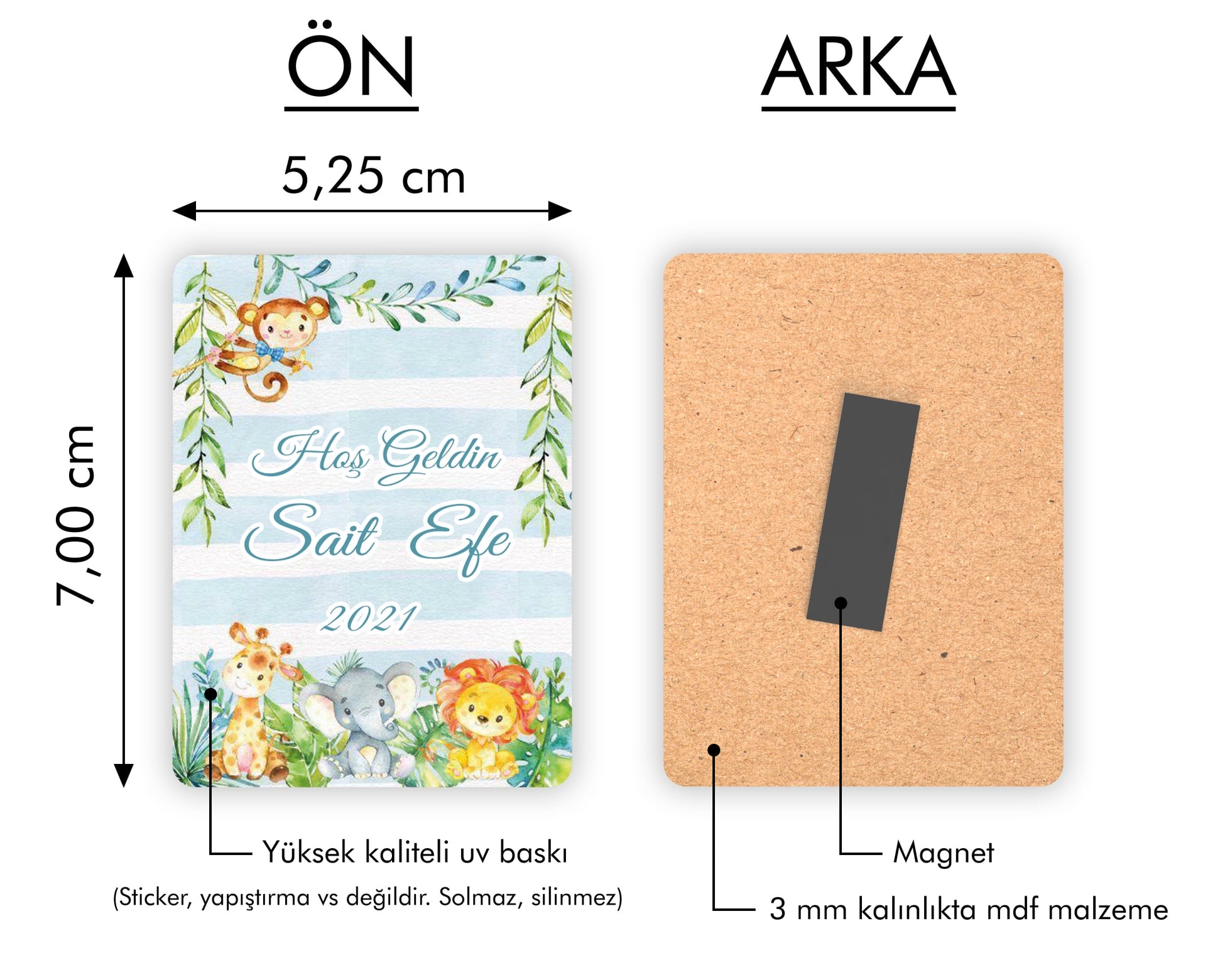 Safari Temalı Ahşap Magnet