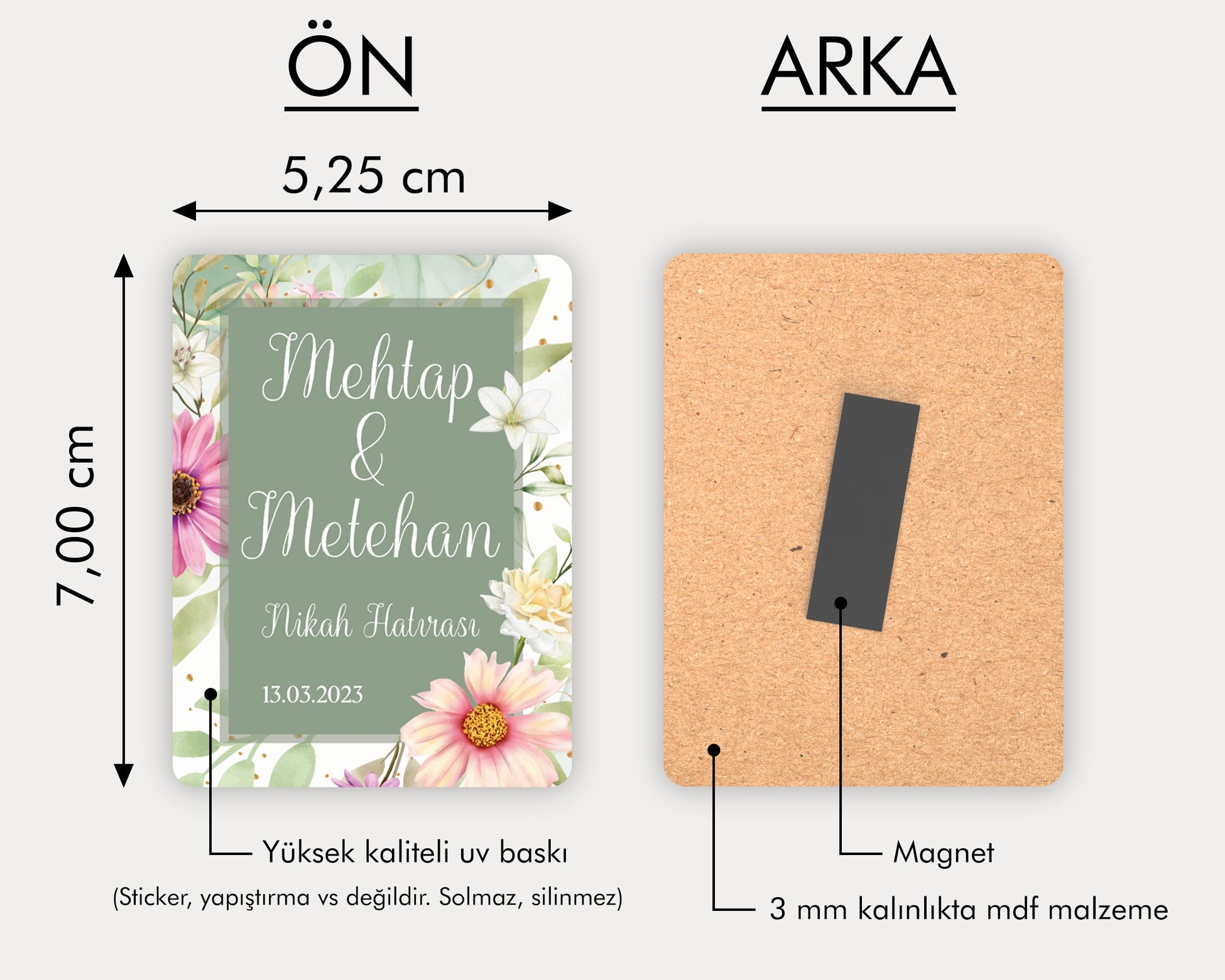 Nikah Hatırası Temalı Ahşap Magnet