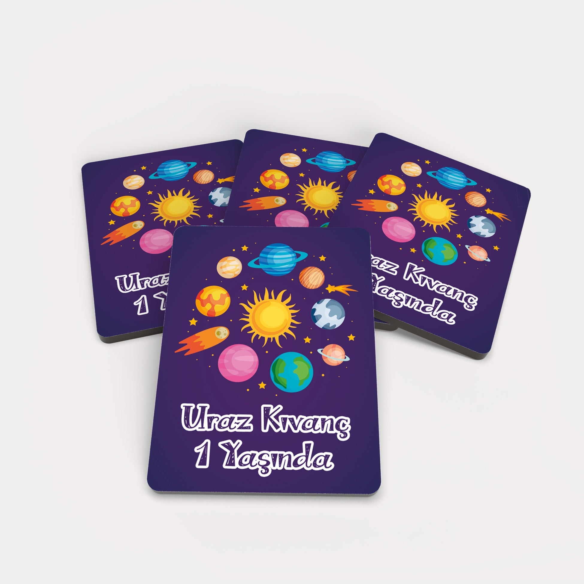 Uzay Temalı Ahşap Magnet