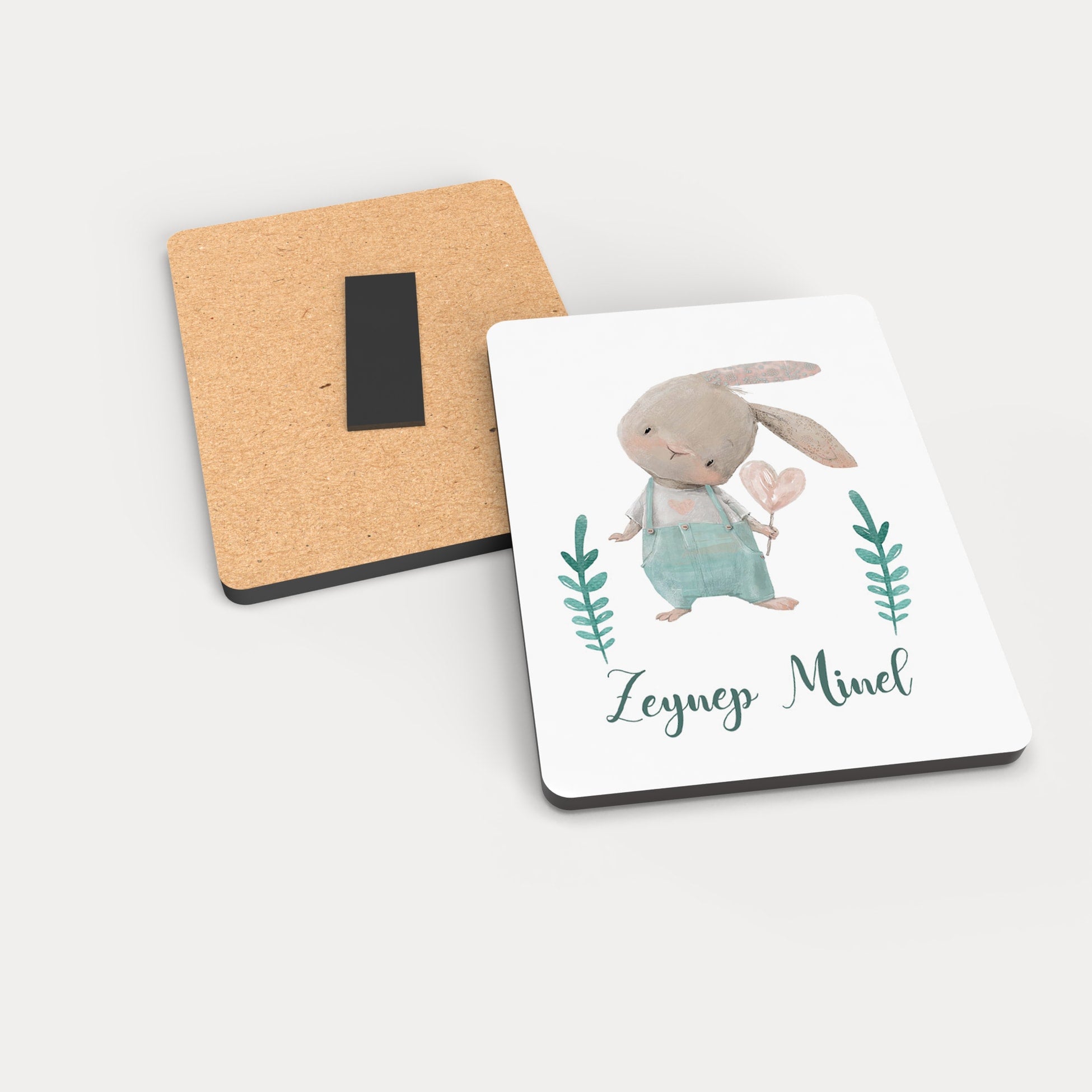 Tavşan Desenli Ahşap Magnet