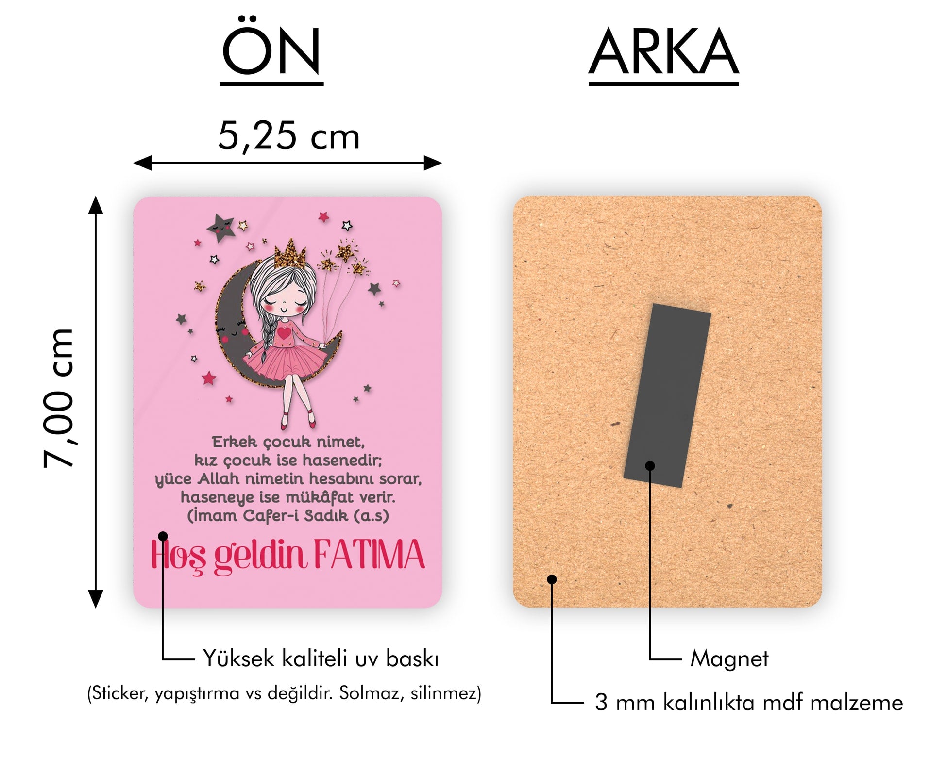 Ayda Oturan Kız Temalı Ahşap Magnet
