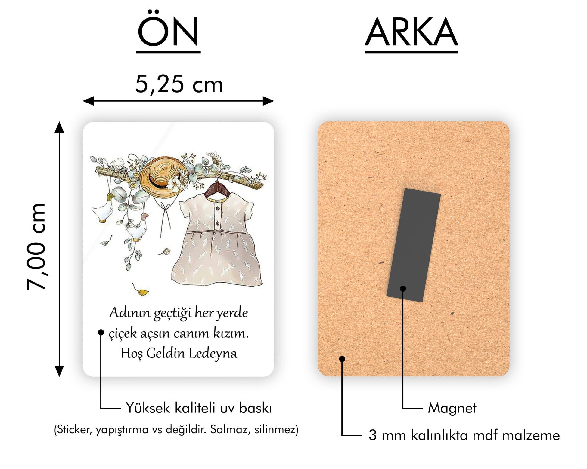 Kız Çocuk Kıyafeti Desenli Ahşap Magnet