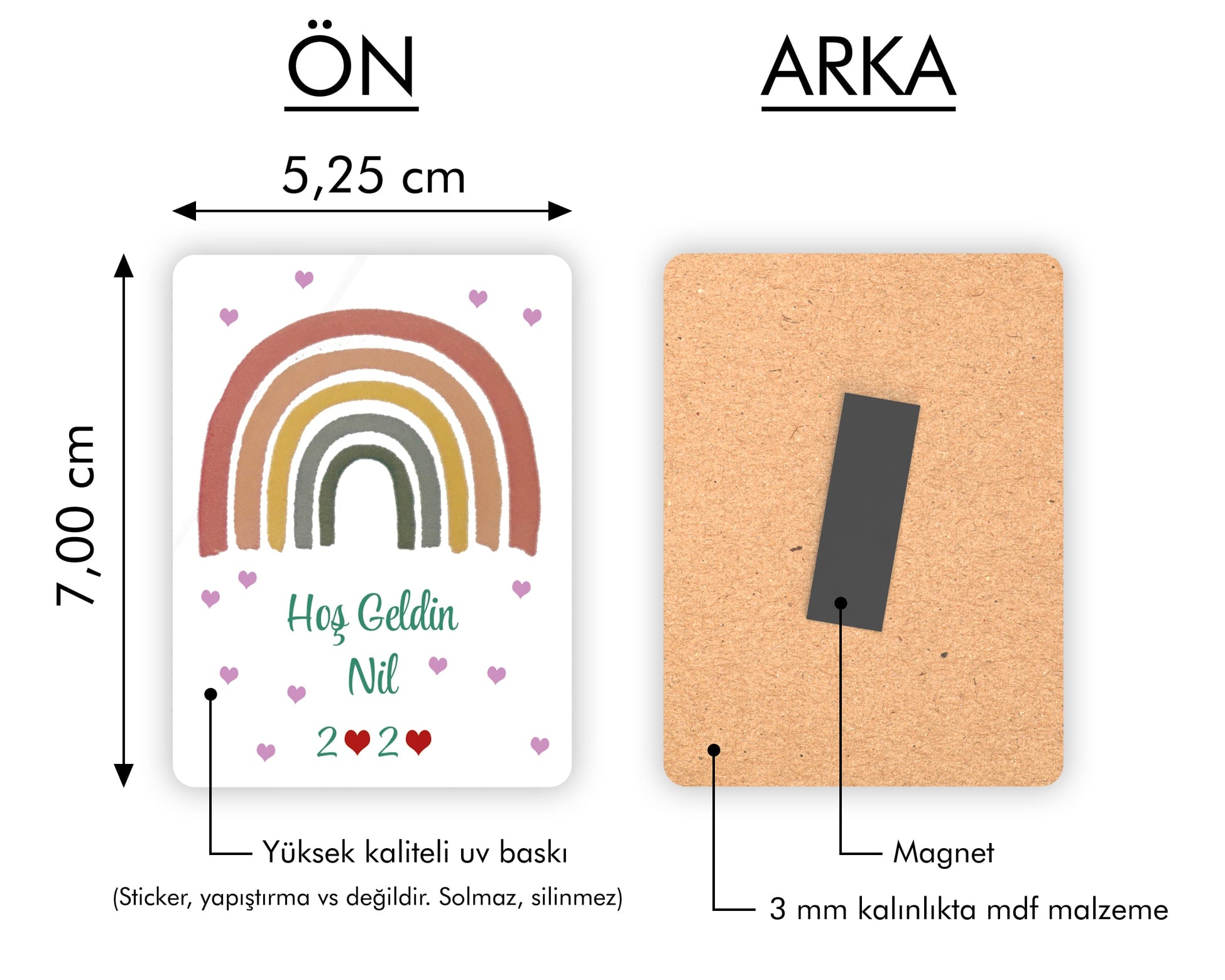 Gökkuşağı Desenli Ahşap Magnet