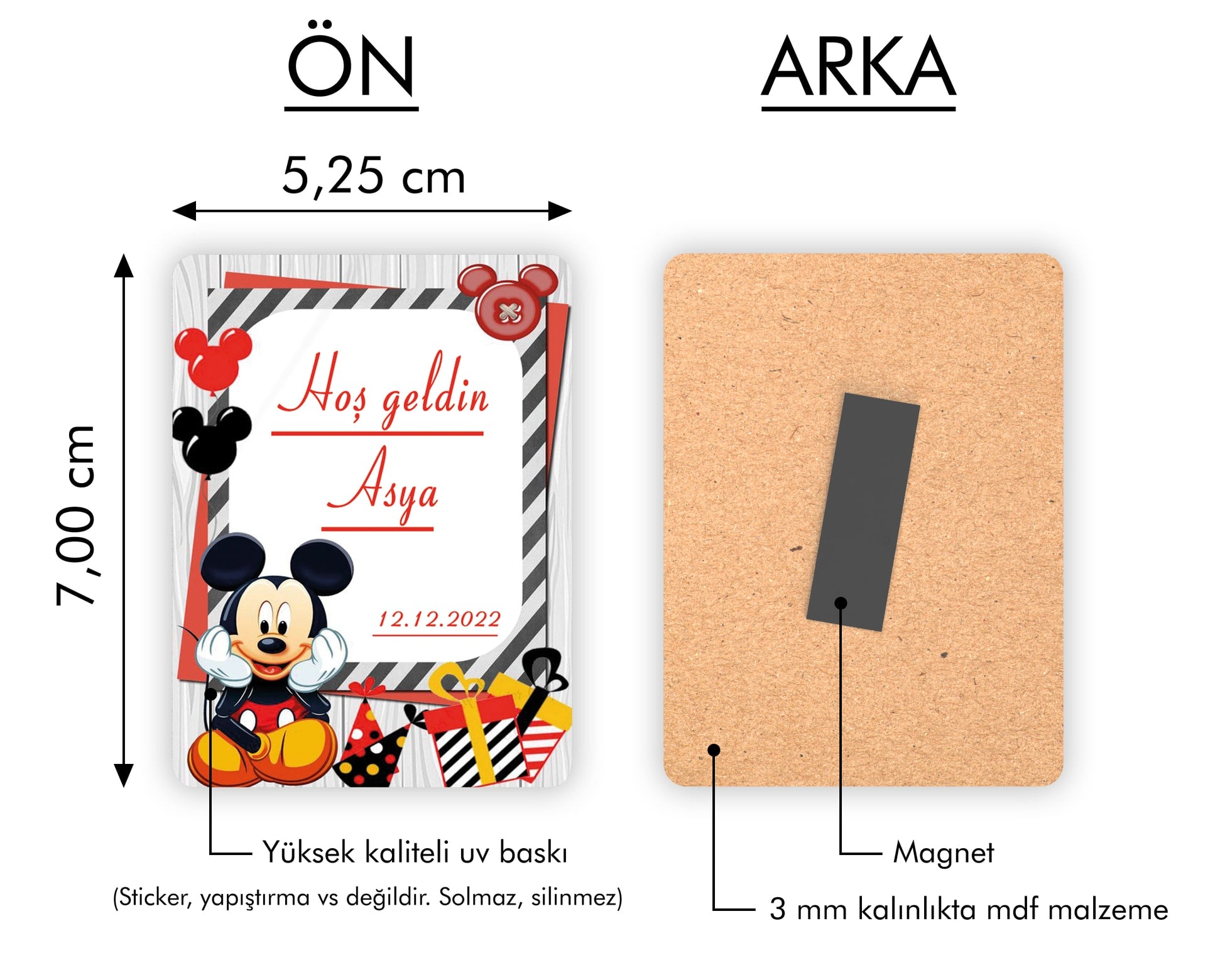 Mickey Mouse Temalı Ahşap Magnet