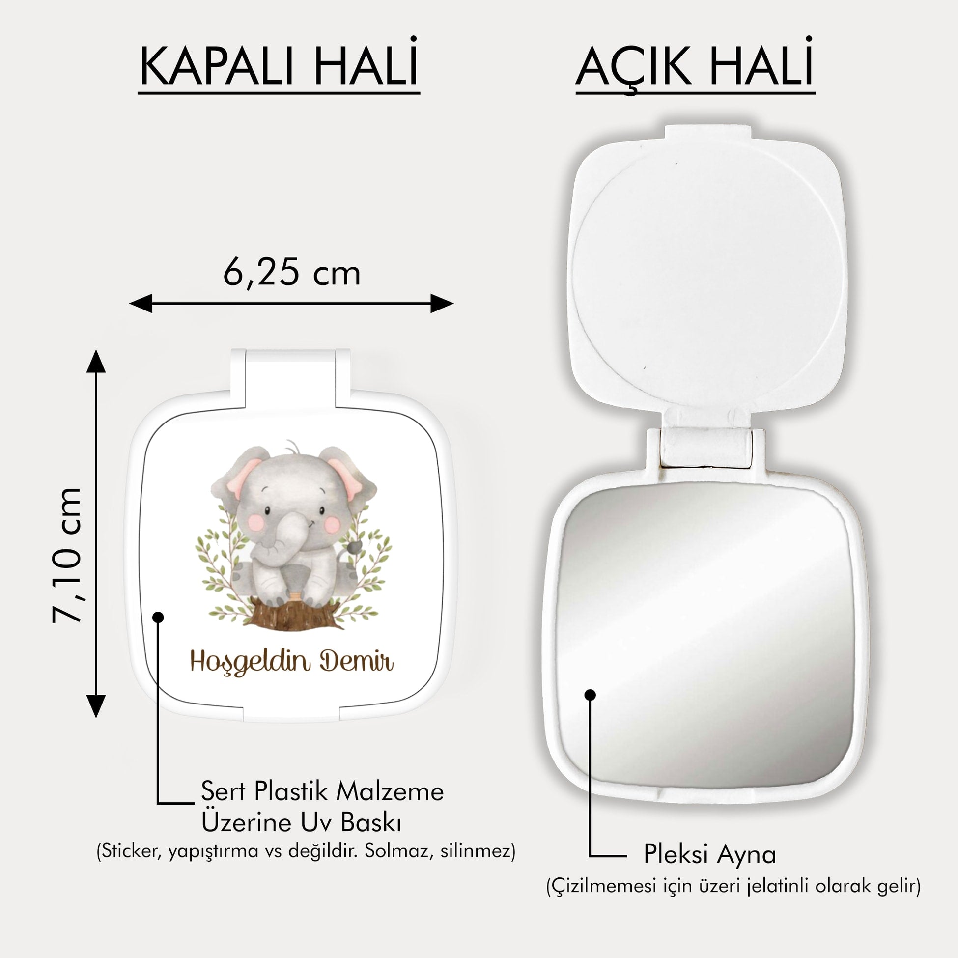 Fil Desenli Kare Ayna