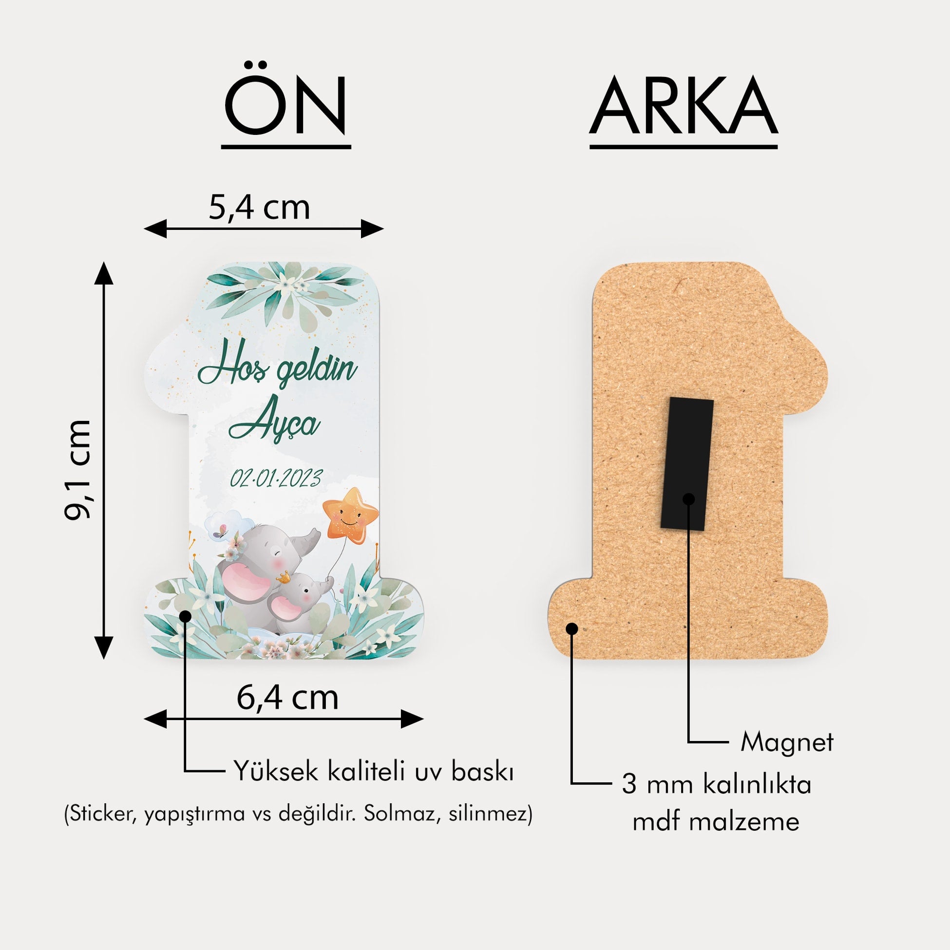 Fil Temalı Ahşap Magnet