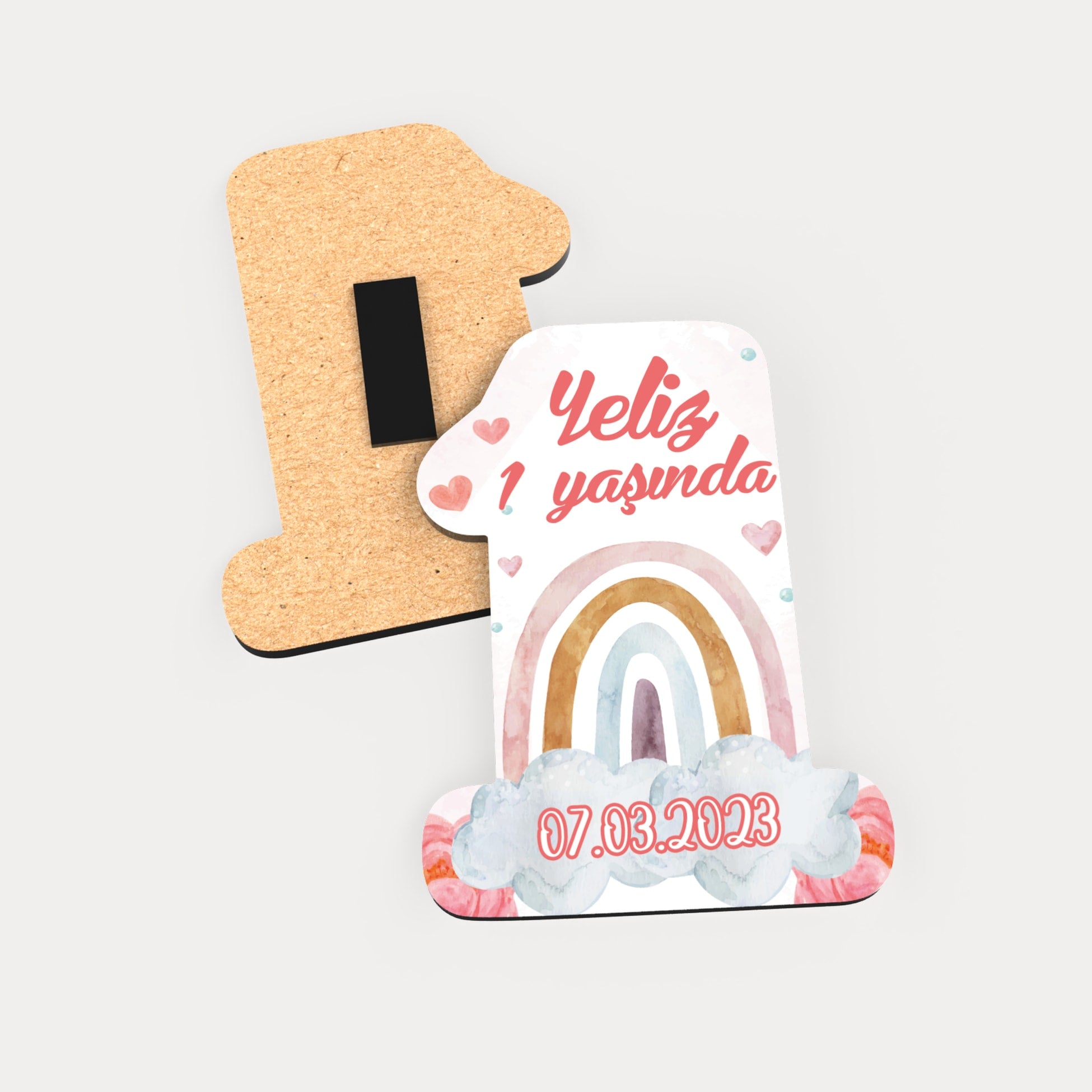 Gökkuşağı Desenli Ahşap Magnet