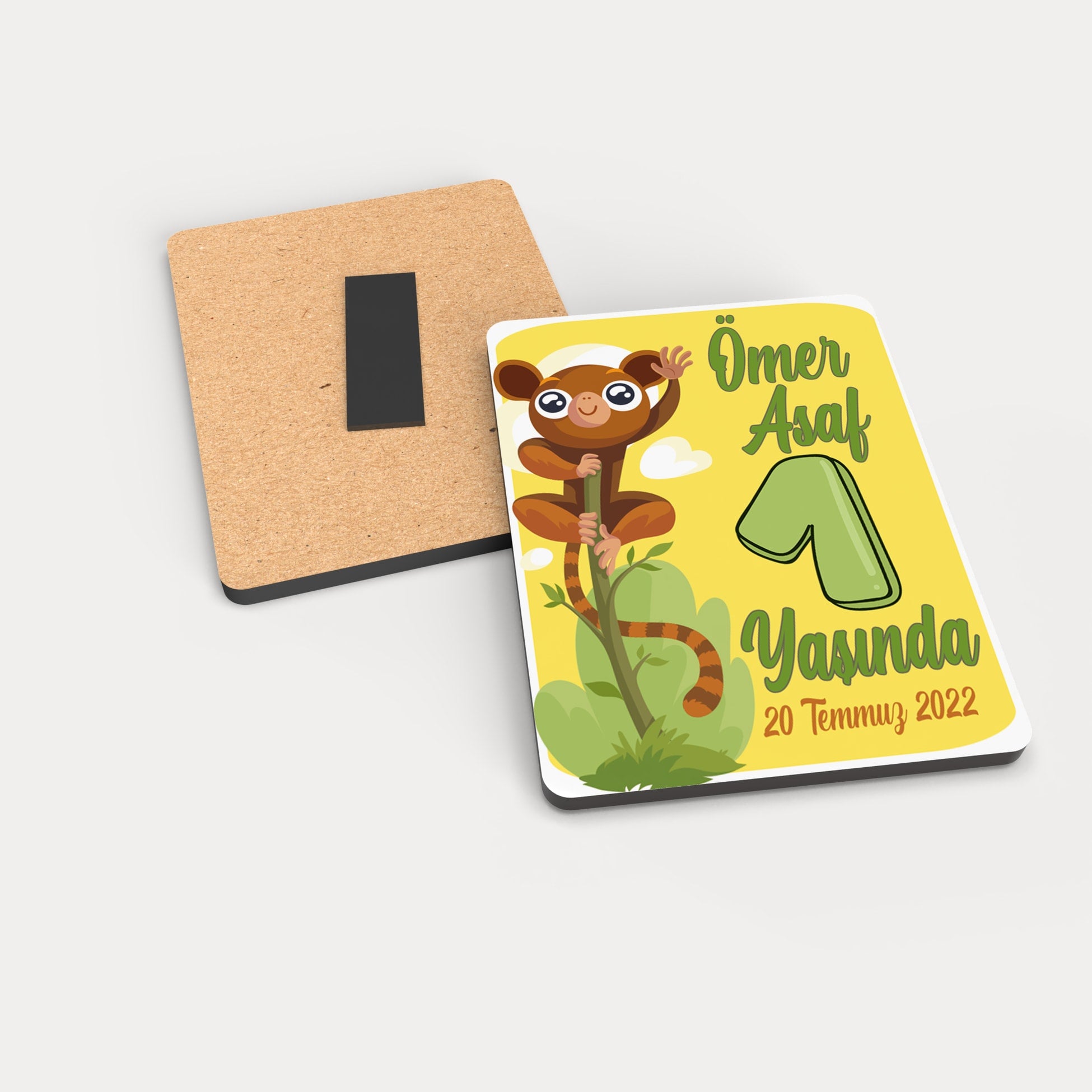 Maymun Temalı Ahşap Magnet