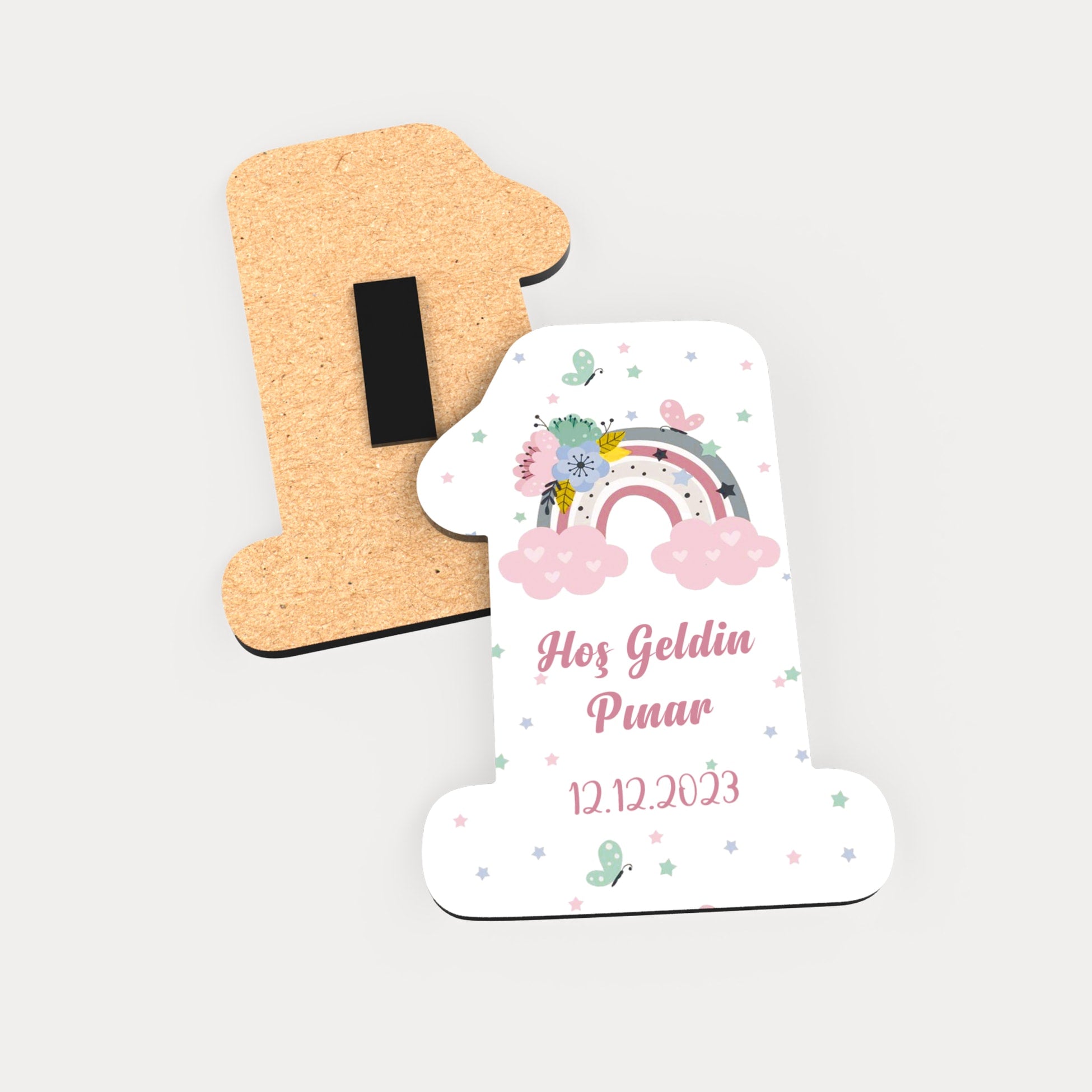 Gökkuşağı Desenli Ahşap Magnet