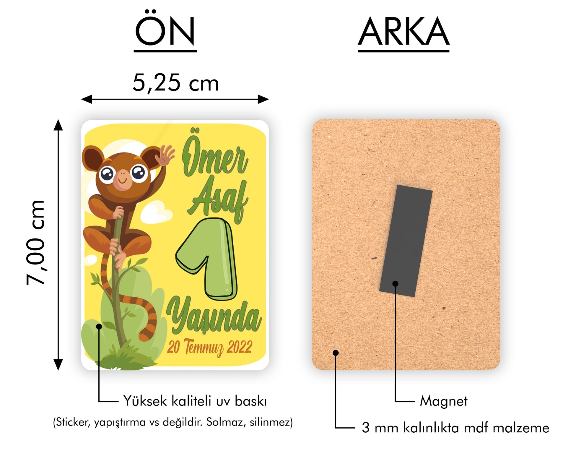 Maymun Temalı Ahşap Magnet